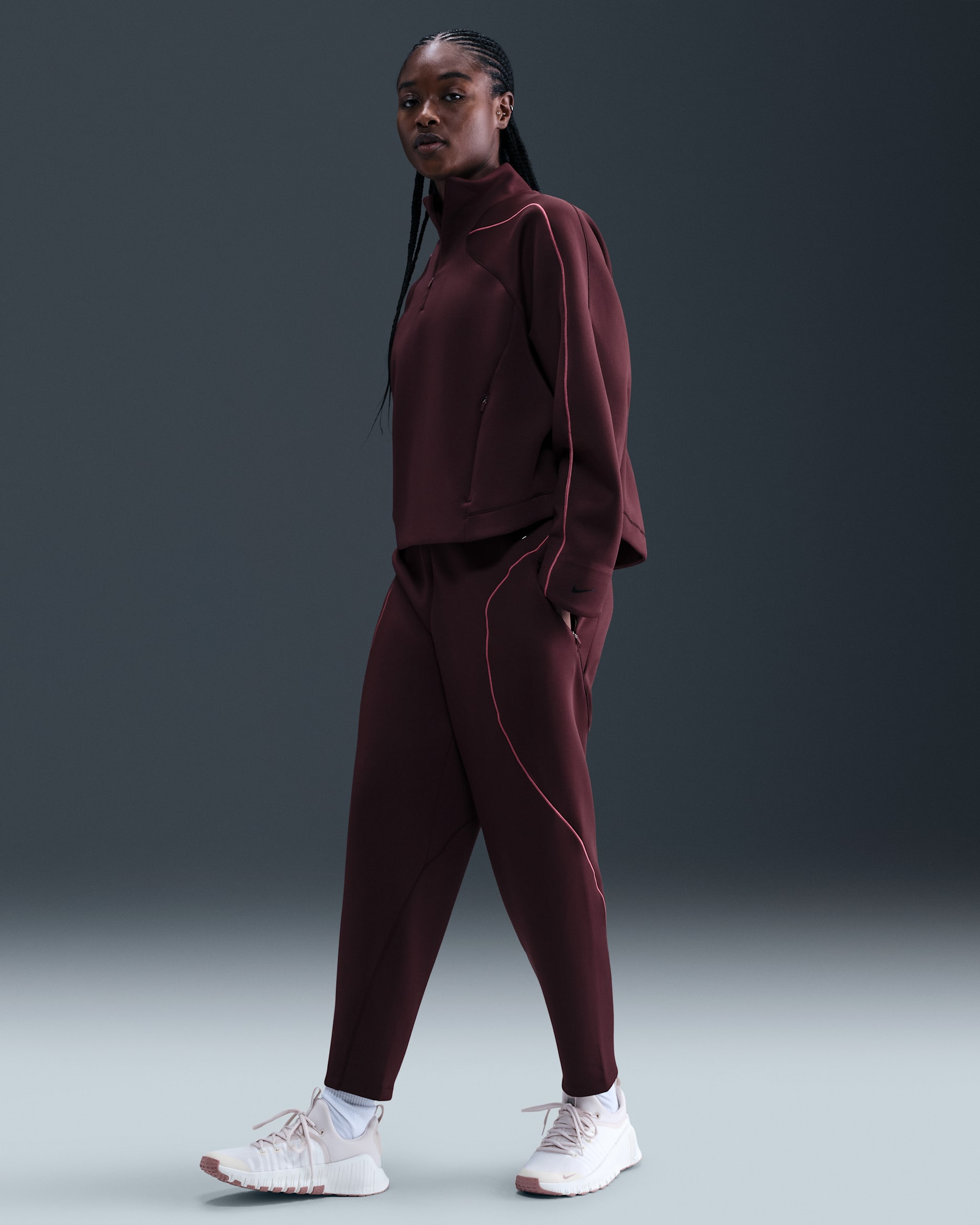 Pants Dri-FIT holgados de 7/8 para mujer Nike Universa - Burdeos enérgico/Remolacha dulce/Burdeos ceniza