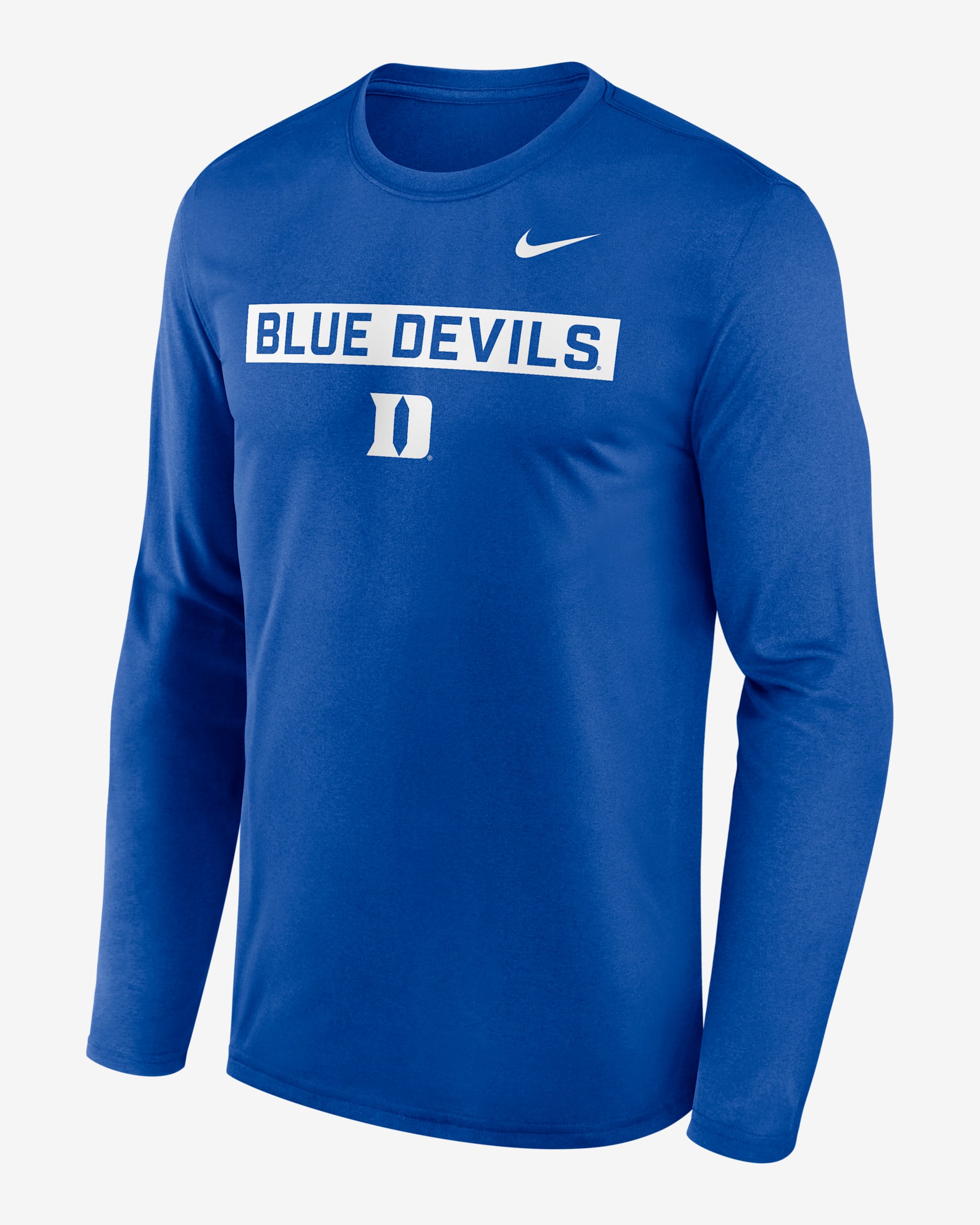 Playera de manga larga universitaria Nike Dri-FIT para hombre Duke Primetime Legend 2-Hit - Royal
