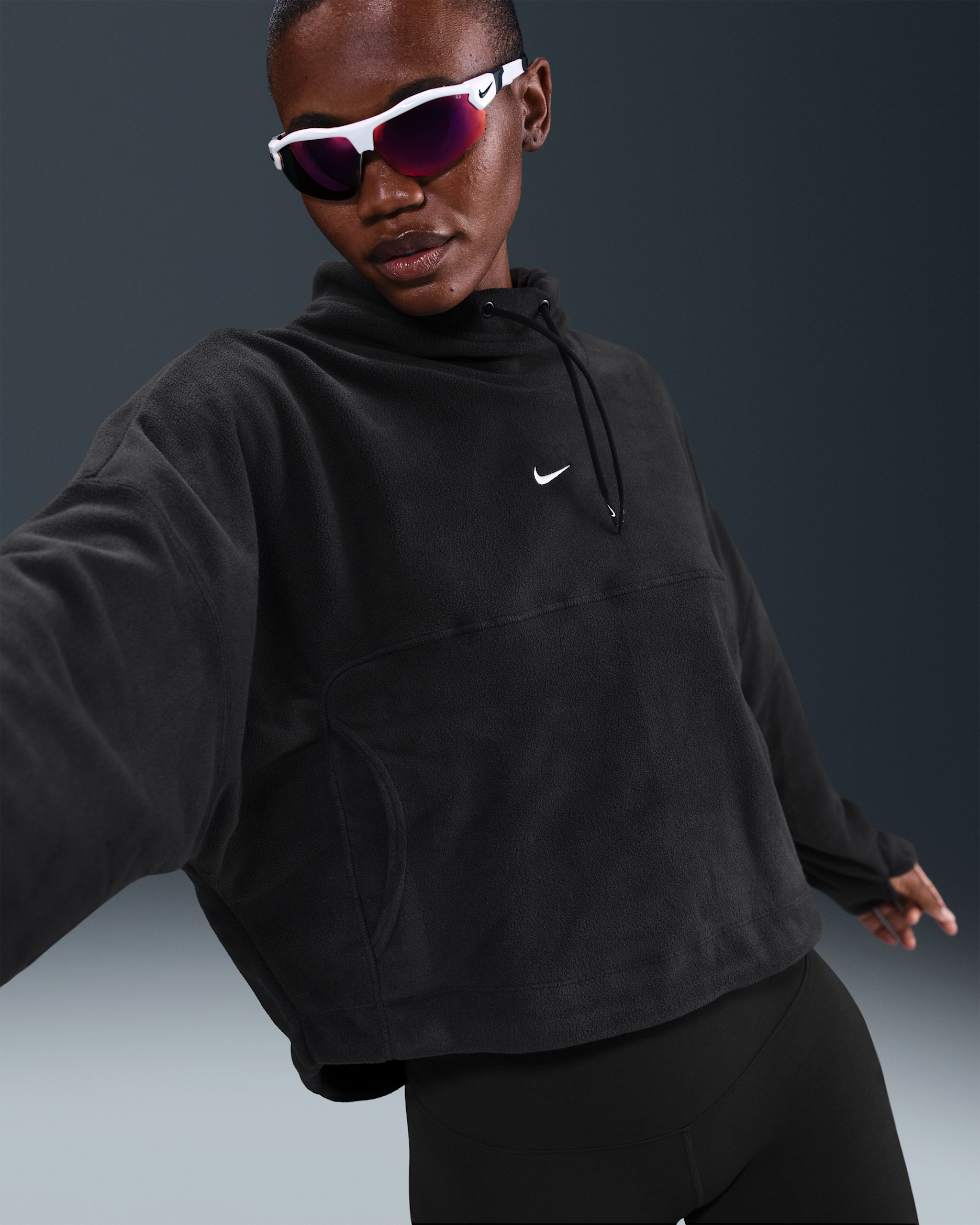 Nike One Therma-FIT-overdel til kvinder - sort/hvid