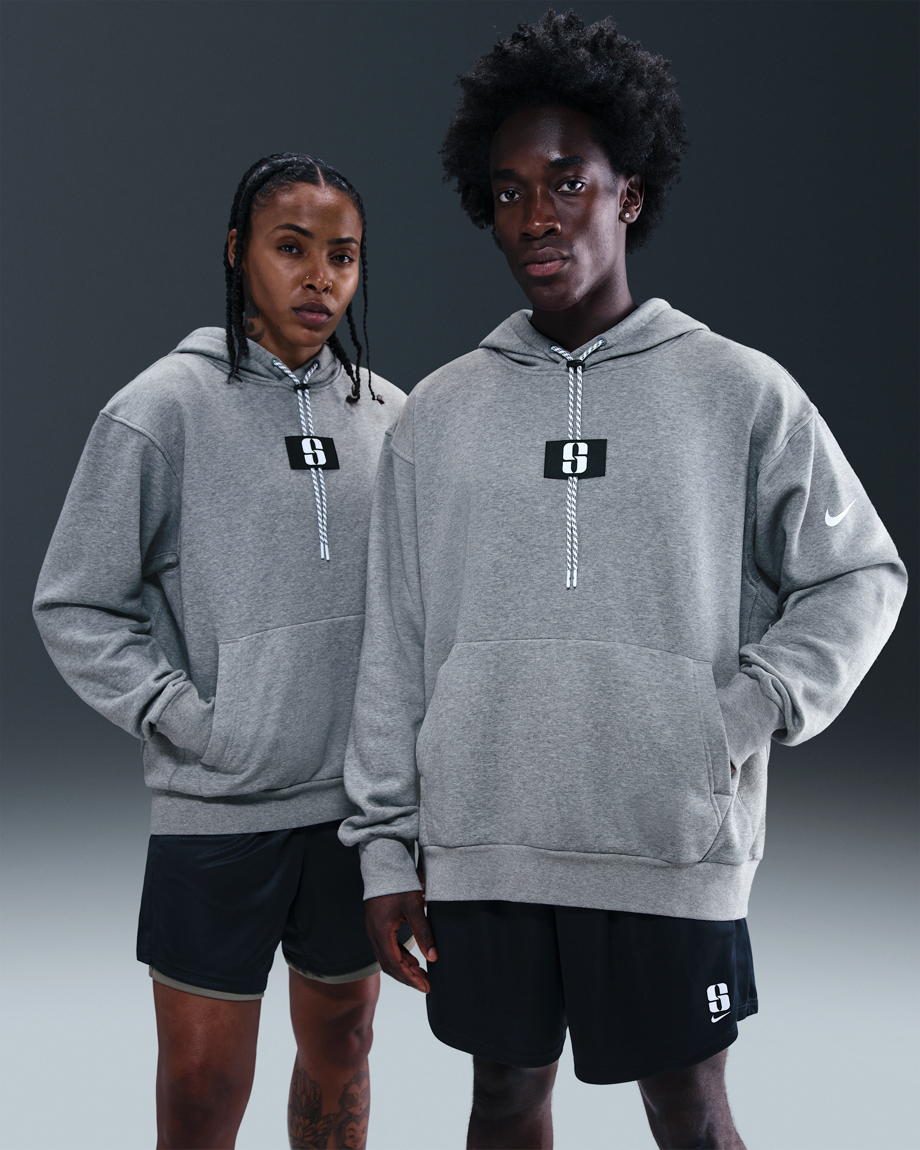 Sabrina Fleece Basketball Hoodie - Carbon Heather/Black