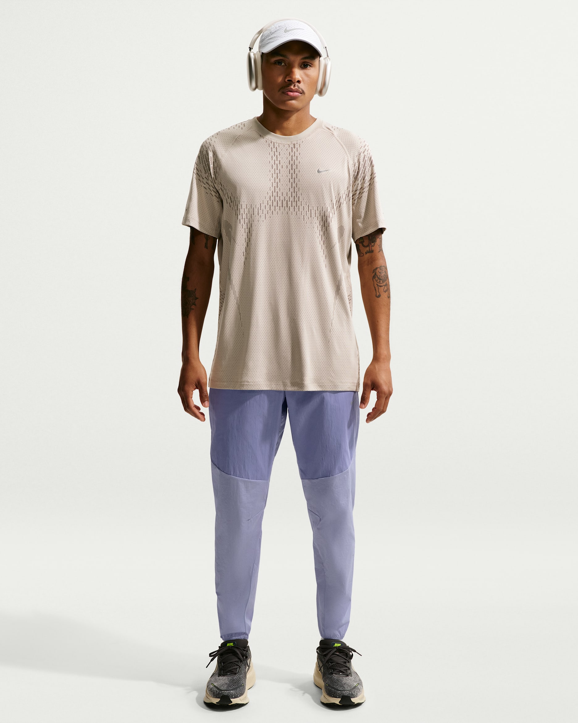 Vevd Nike Stride Repel-løpebukse til herre - Iron Purple/Indigo Haze/Light Thistle