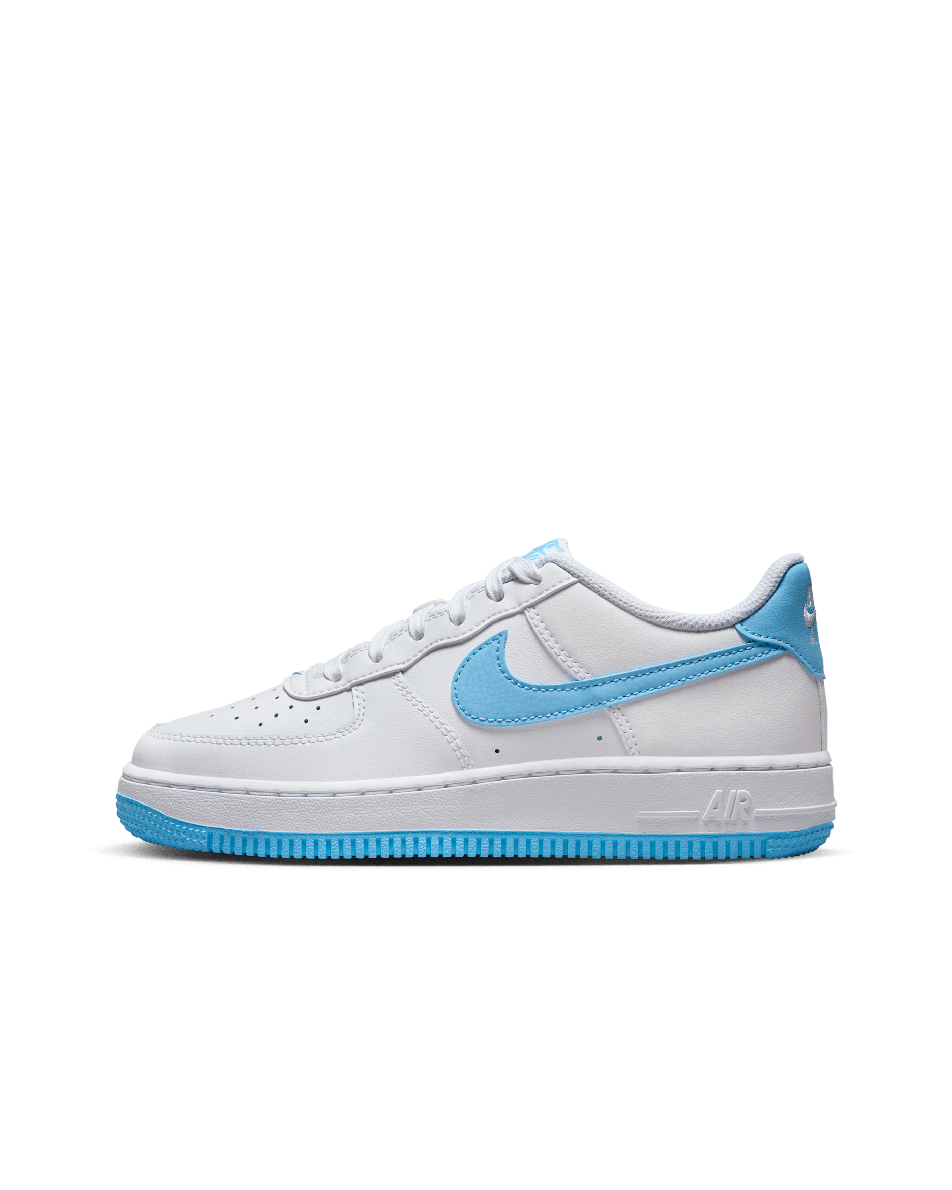 Nike Air Force 1 Older Kids' Shoes - White/White/Aquarius Blue