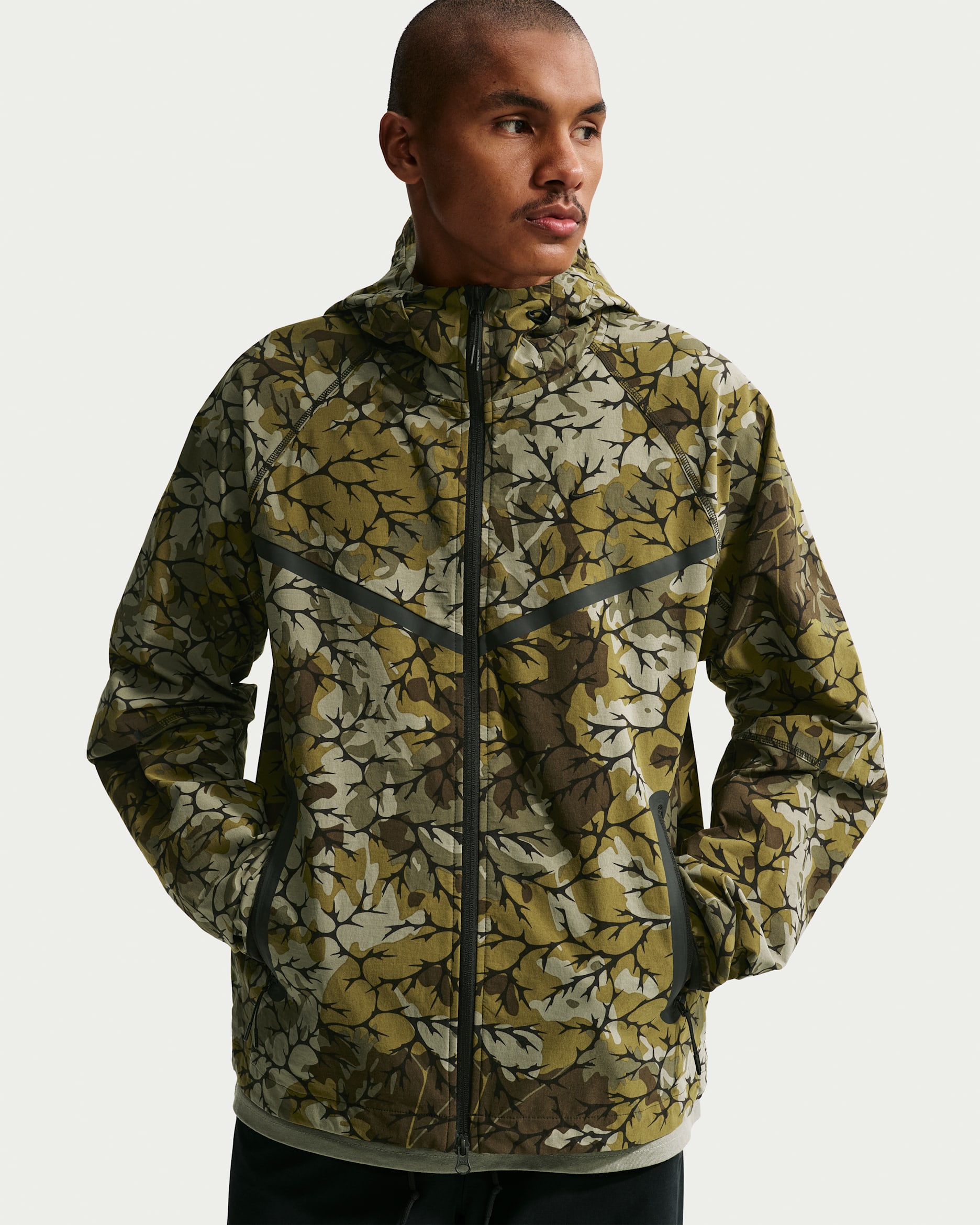 Nike Tech Men's Woven Full-Zip Windrunner Jacket - Olive Flak/Black