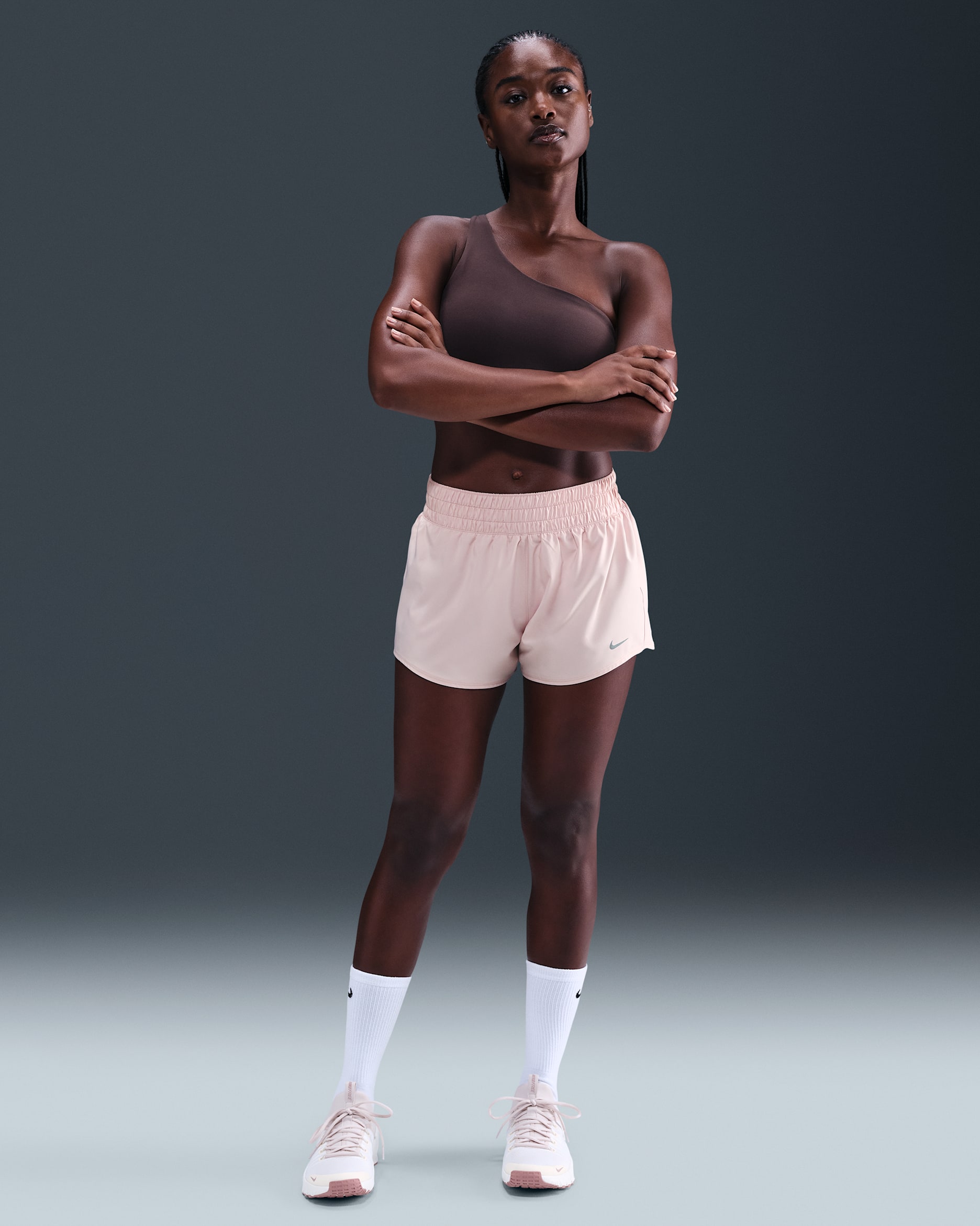 Nike One Women's Dri-FIT Mid-Rise 8cm (approx.) Brief-Lined Shorts - Silt Red