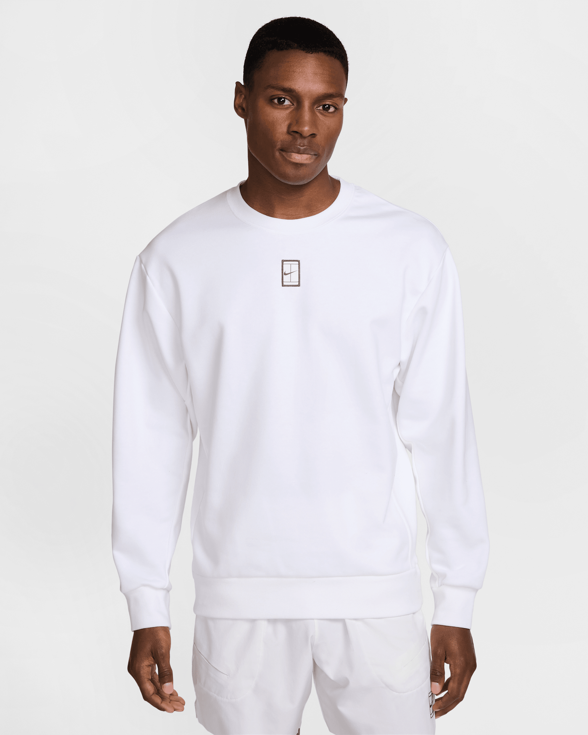 Sudadera de cuello redondo de tejido Fleece Dri-FIT para hombre NikeCourt Heritage - Blanco