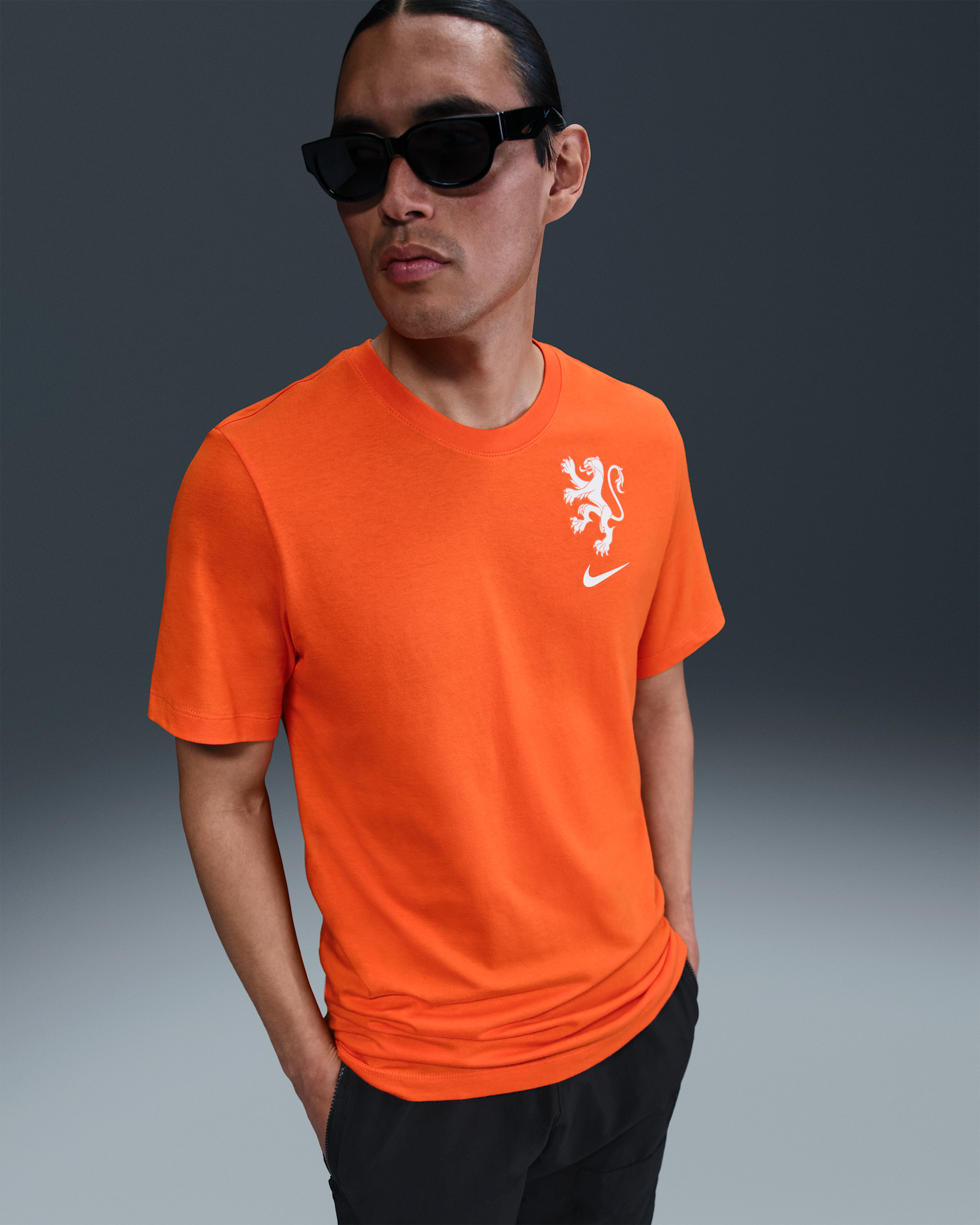 Nederland Nike fotball-T-skjorte til herre - Safety Orange