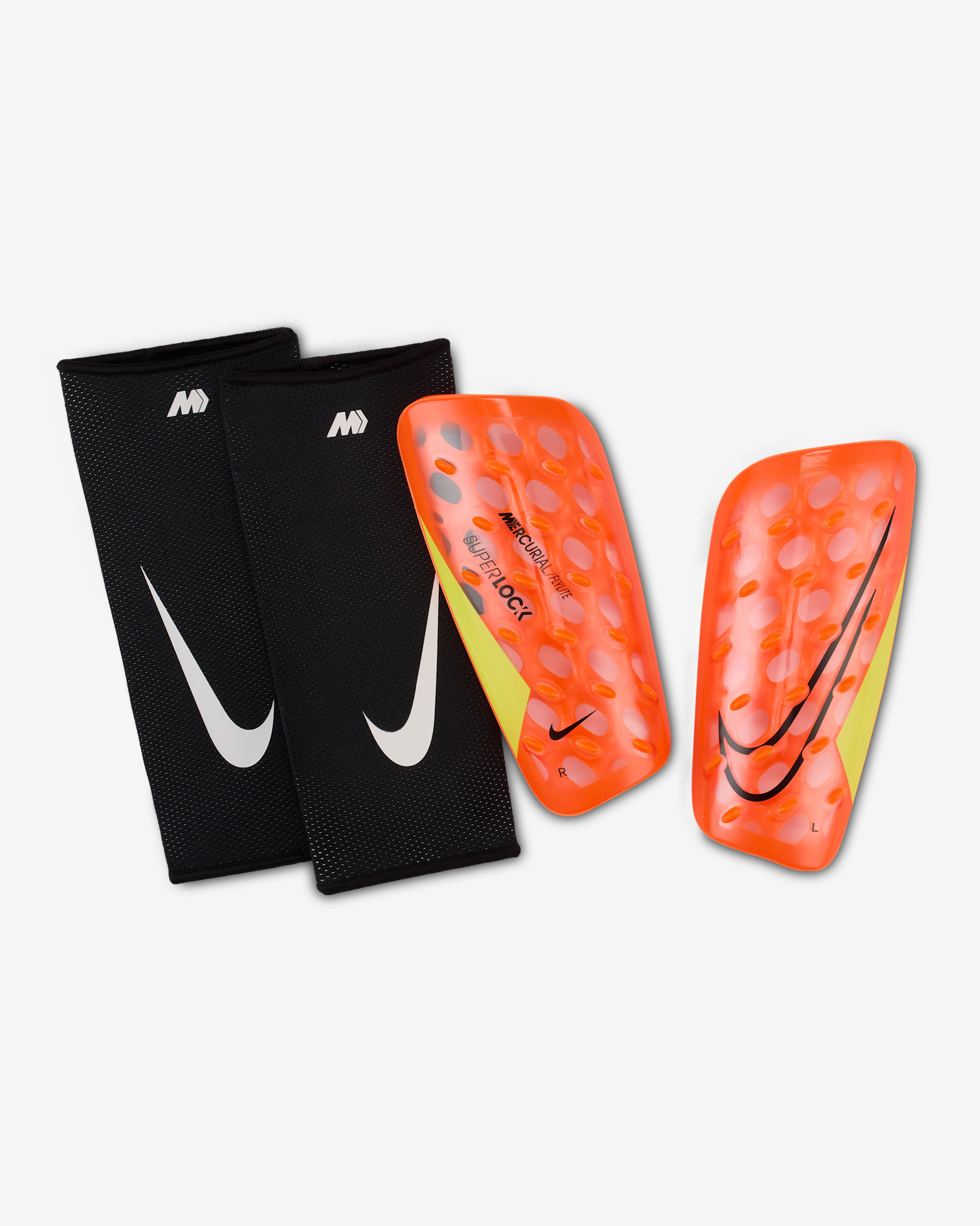 Parastinchi da calcio Nike Mercurial FlyLite SuperLock - Hyper Crimson/Volt/Nero