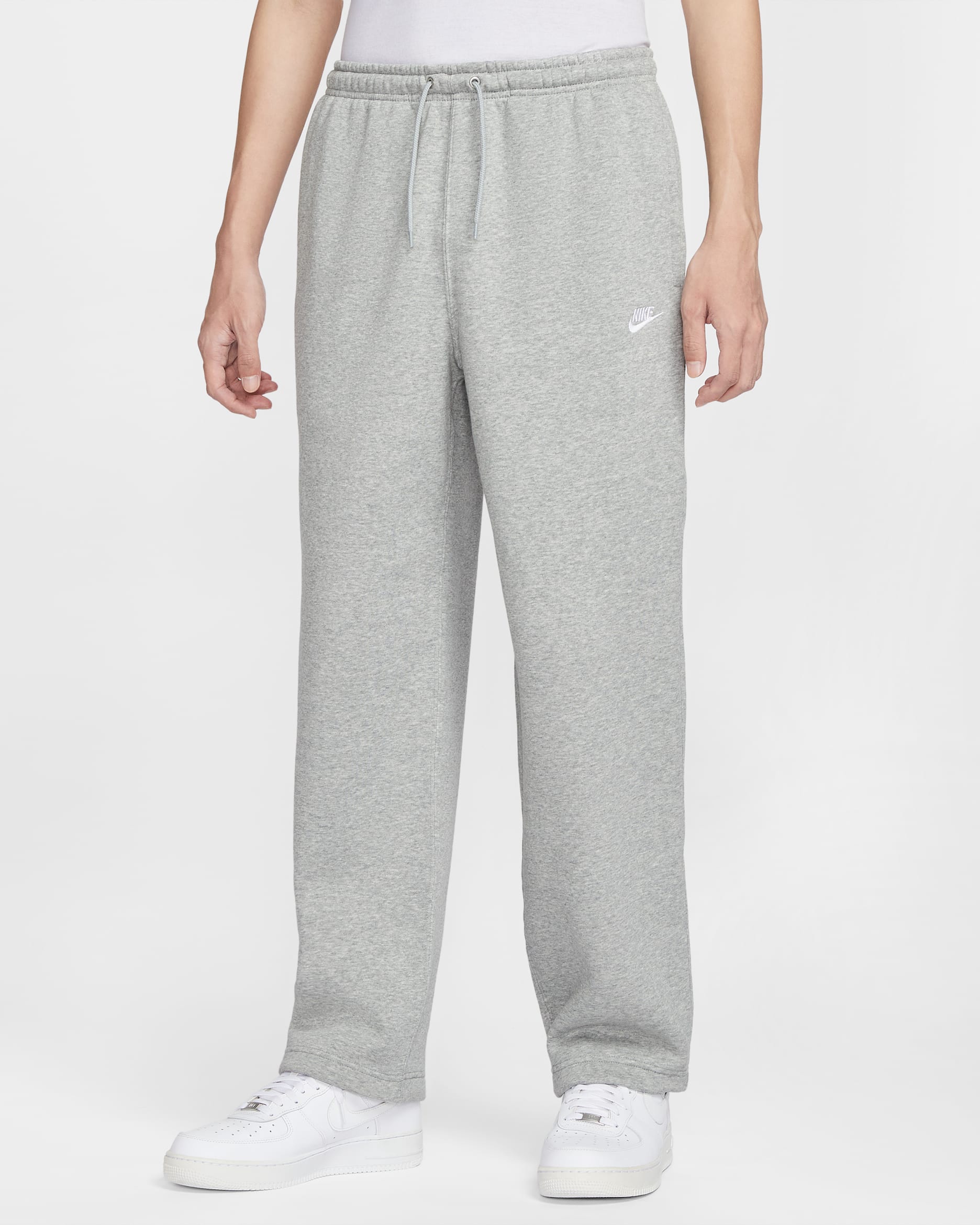 Nike Sportswear Club Men's Fleece Bungee Pants - Dark Grey Heather/Light Smoke Grey/White