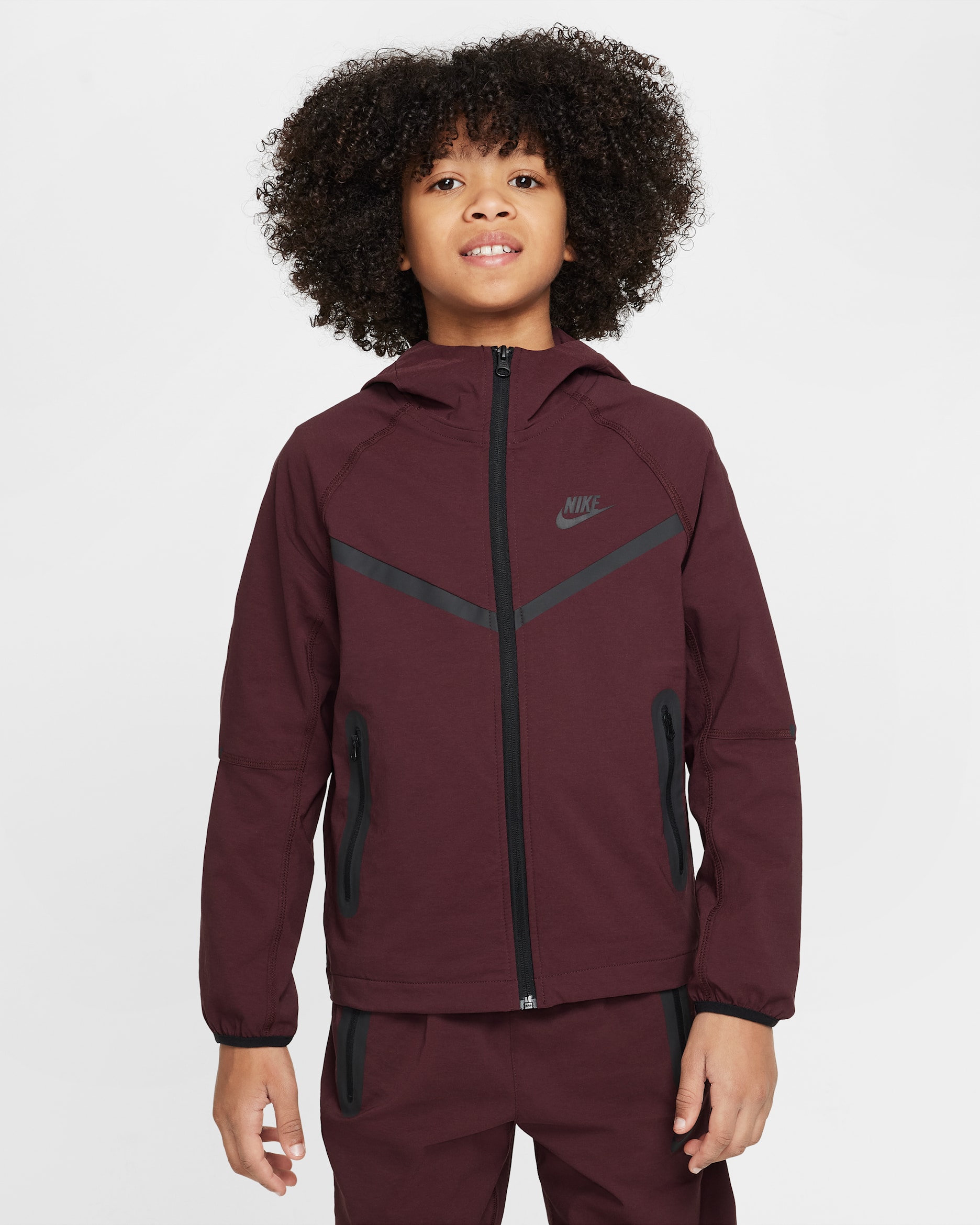 Nike Tech Big Kids' (Boys') Woven Jacket - Burgundy Crush/Burgundy Crush/Black