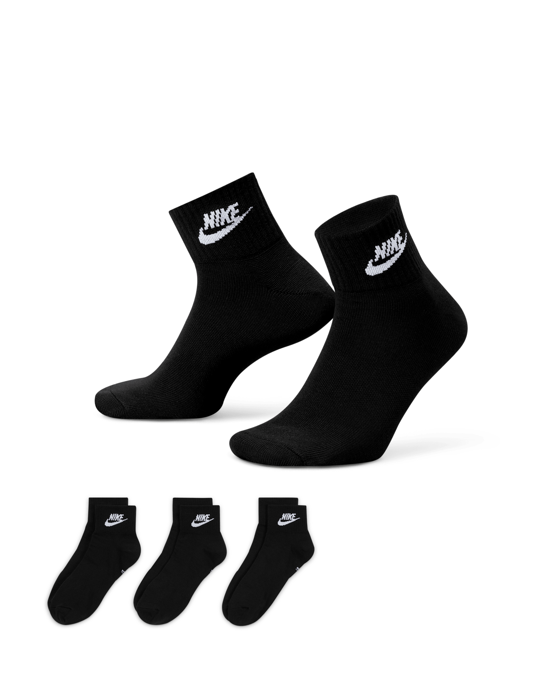 Nike Everyday Essential Ankle Socks (3 Pairs) - Black/White