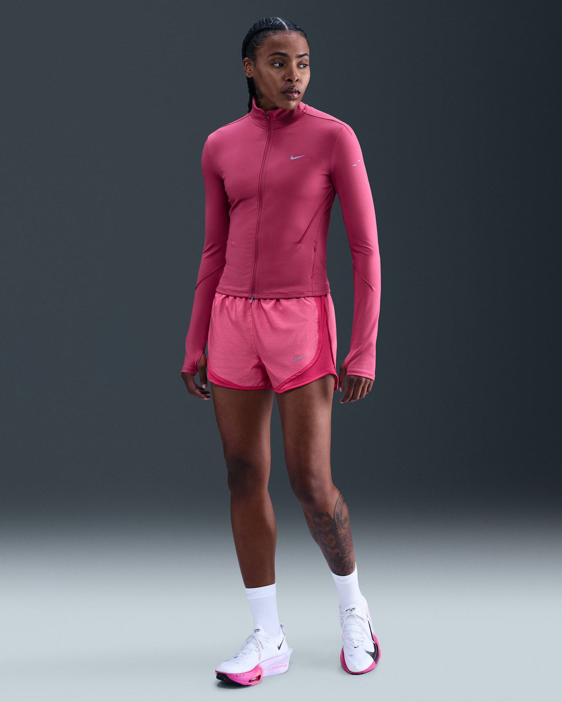 Calções de running forrados com slips de cintura normal Dri-FIT Nike Tempo para mulher - Rosa Rush/Heather/Rosa Rush