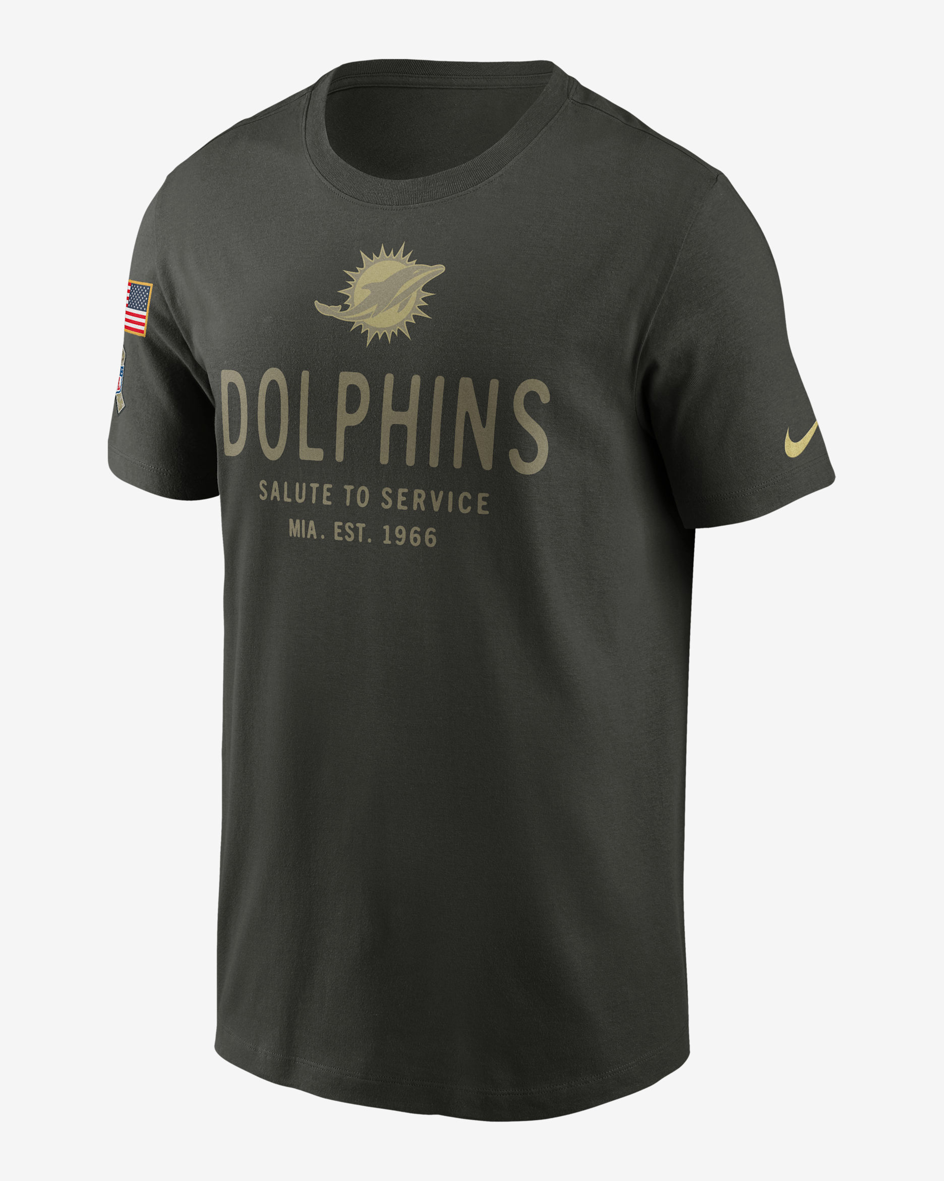 Miami Dolphins Salute to Service Sideline Primary Edge Men's Nike Dri-FIT NFL T-Shirt - Sequoia
