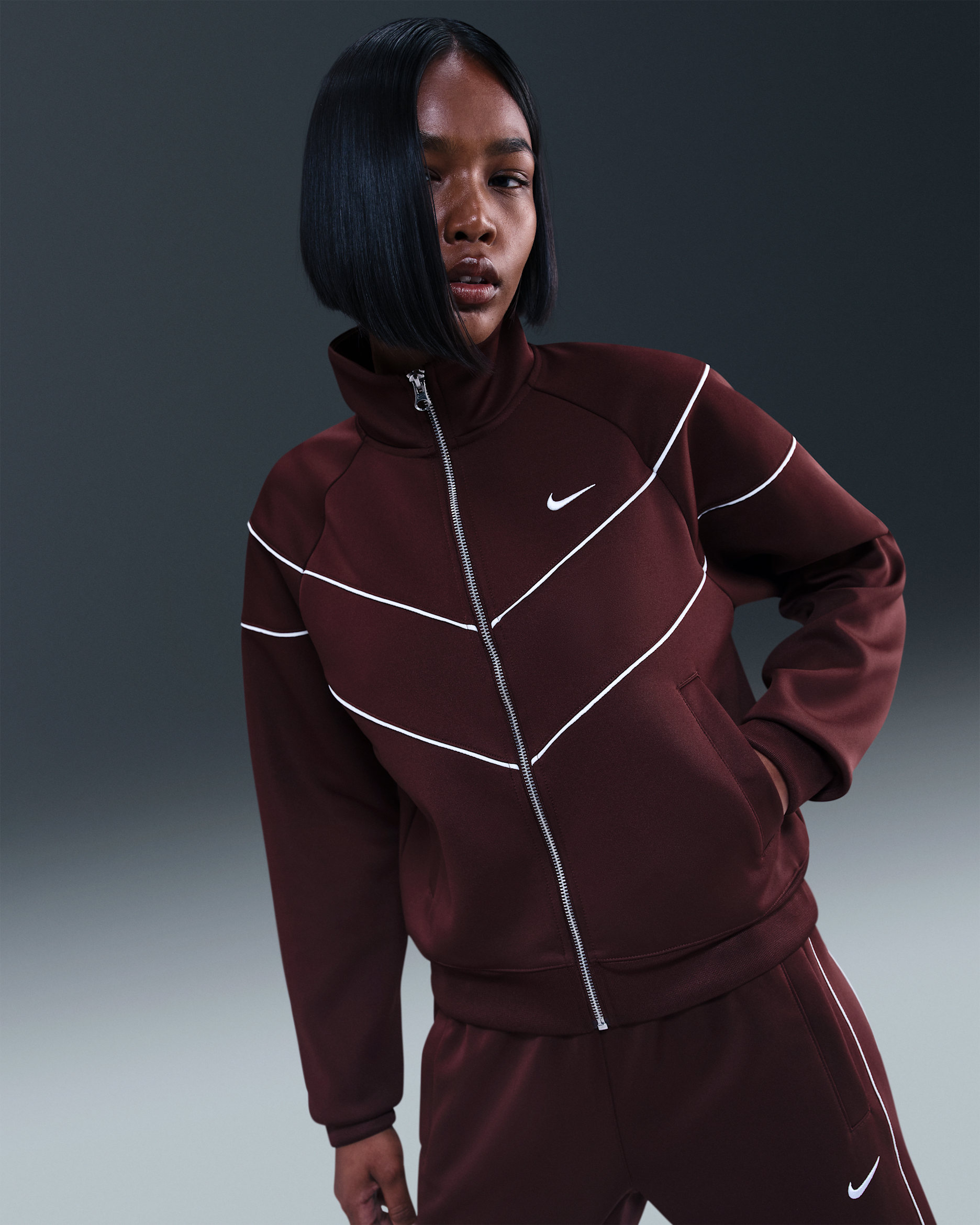 Nike Sportswear Windrunner Women's Knit Jacket - Burgundy Crush/Sail/Sail