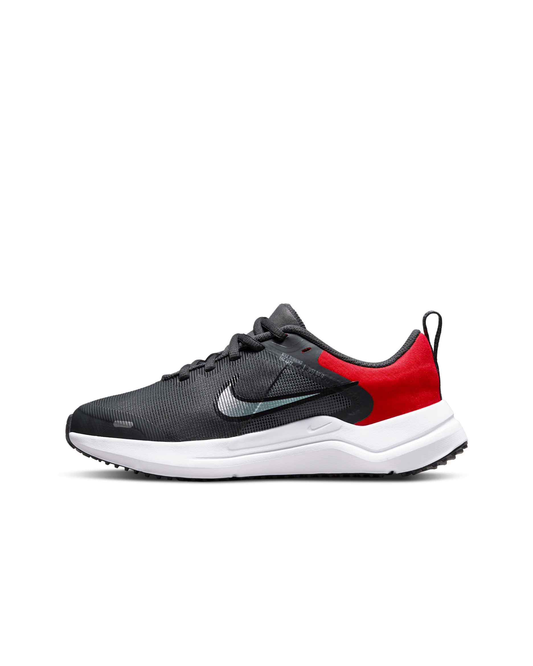 Nike Downshifter 12 Older Kids' Road Running Shoes - Anthracite/Light Smoke Grey/University Red/Light Smoke Grey