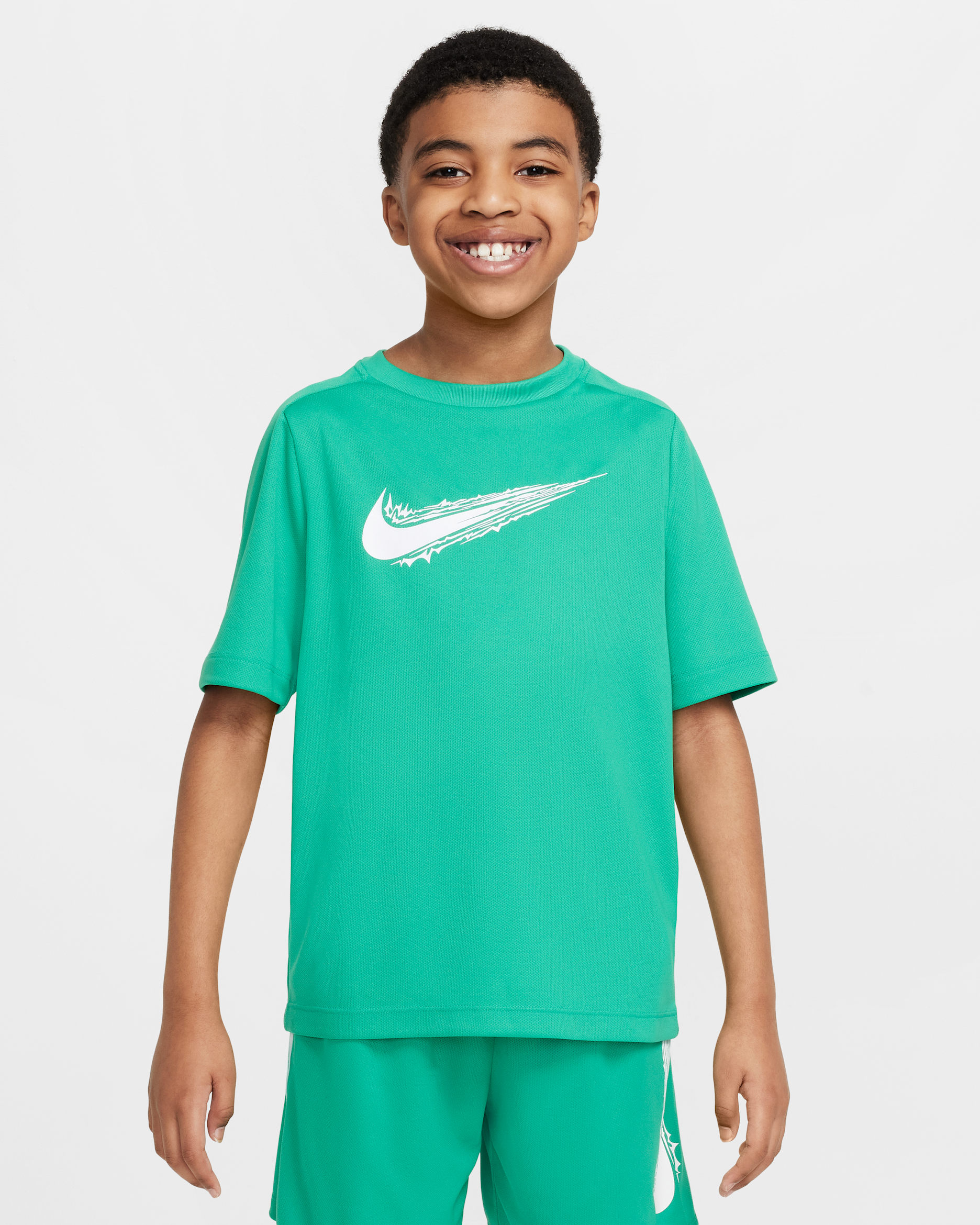 Nike Multi Big Kids' (Boys') Dri-FIT Short-Sleeve Top - Stadium Green/White