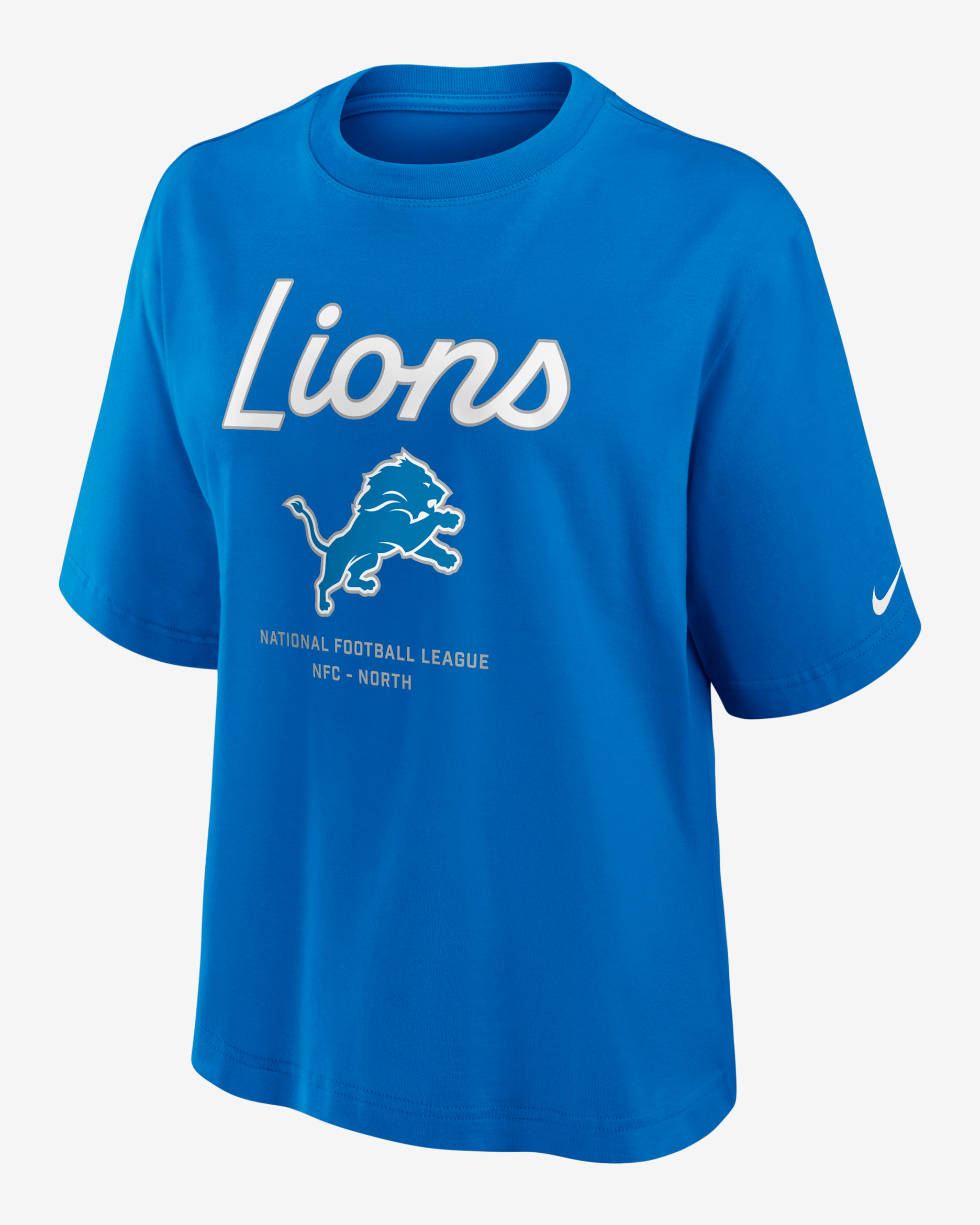 Detroit Lions Essential Script Boxy Women's Nike NFL T-Shirt - Blue
