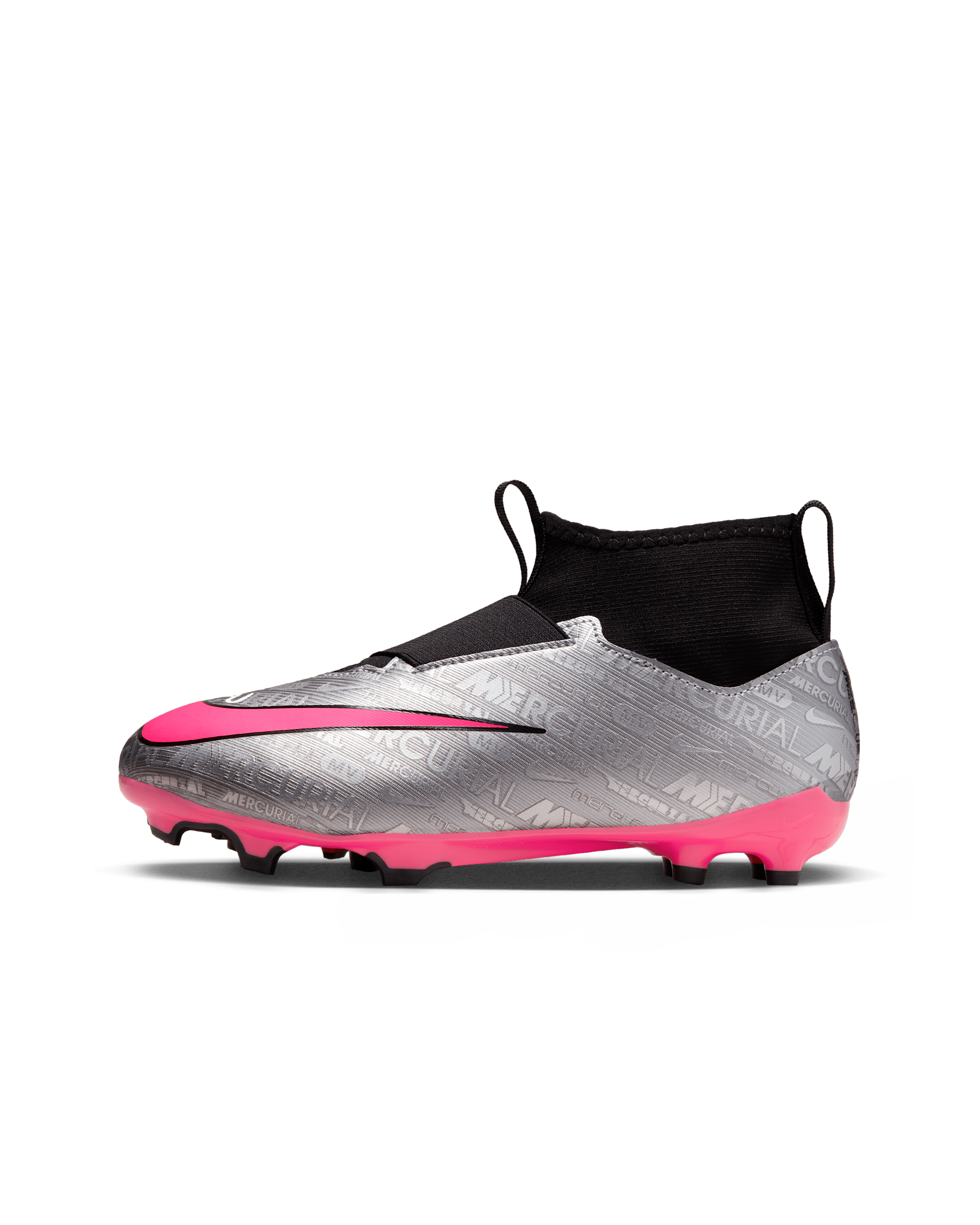 Nike Jr. Zoom Mercurial Superfly 9 Academy XXV MG Younger/Older Kids' Multi-Ground Football Boot - Metallic Silver/Black/Volt/Hyper Pink