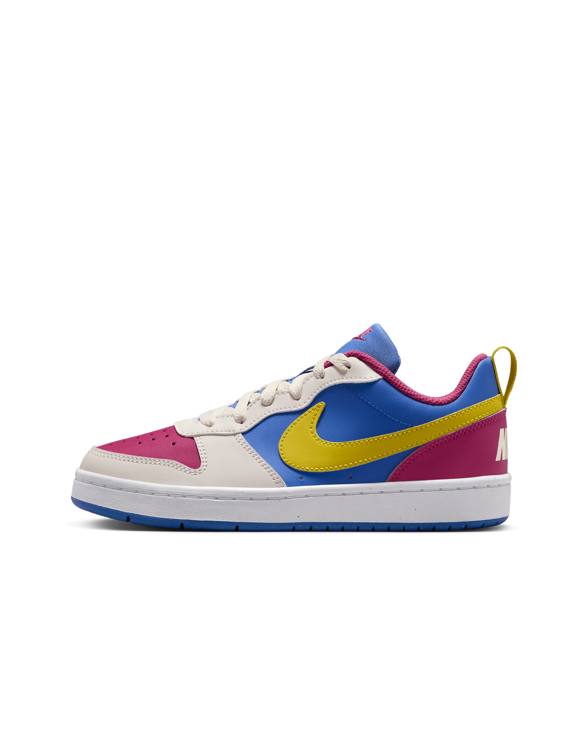 Nike Court Borough Low Recraft Big Kids' Shoes - Sweet Beet/Soft Pearl/Comet Blue/Bright Citron