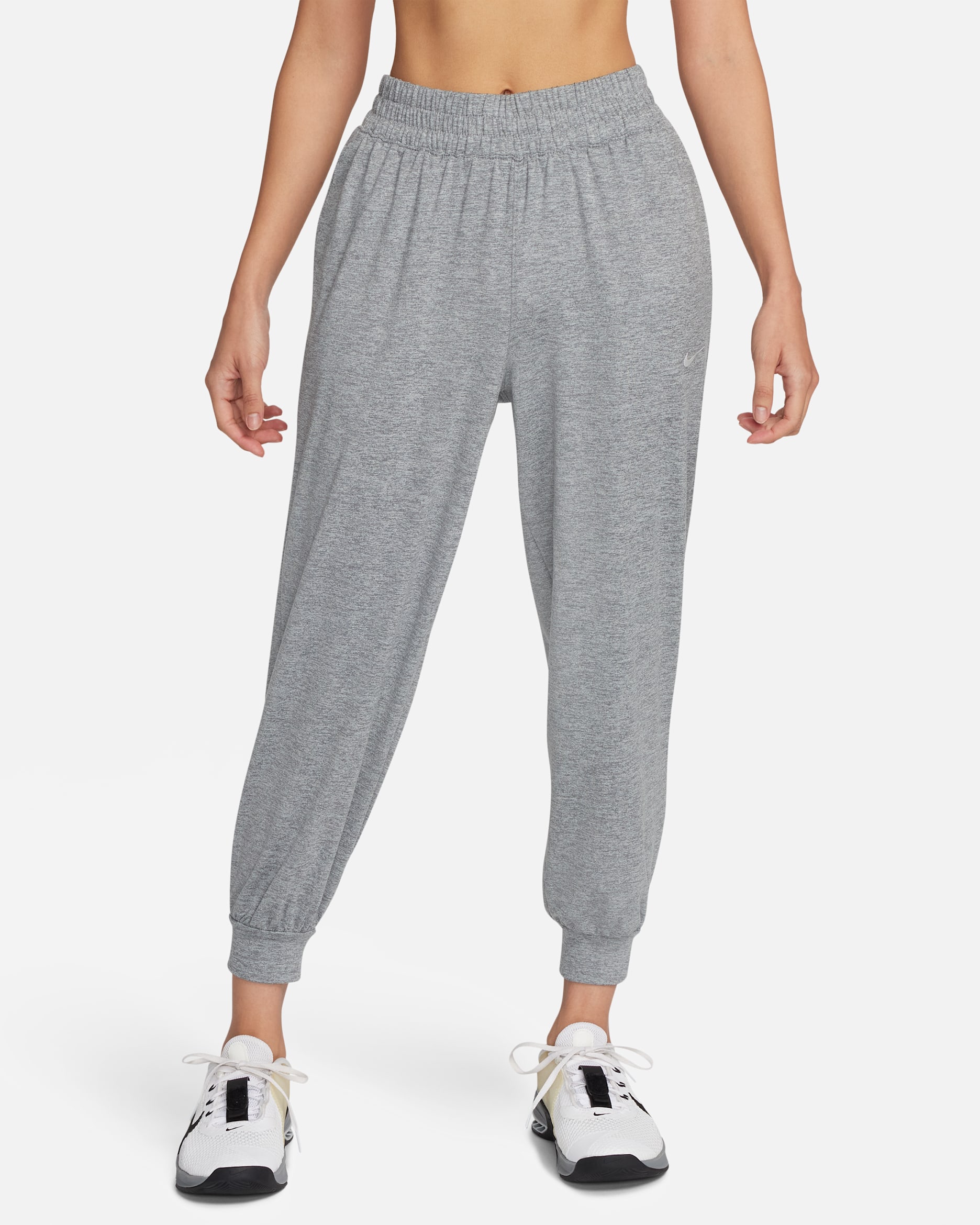 나이키 드라이 핏 여성 미드라이즈 7/8 니트 스웨츠 - 스모크 그레이/라이트 스모크 그레이/헤더