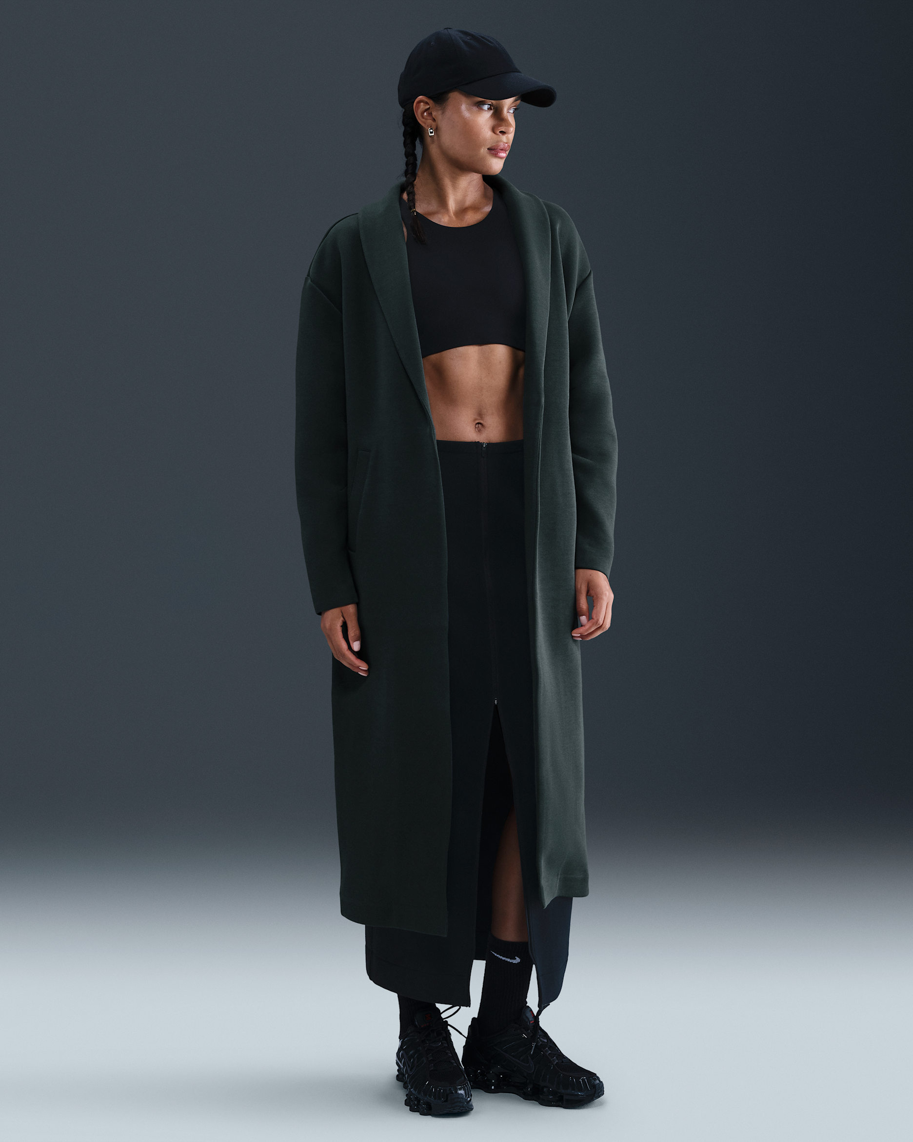 Nike Sportswear Tech Fleece Women's Oversized Duster Jacket - Seaweed/Black