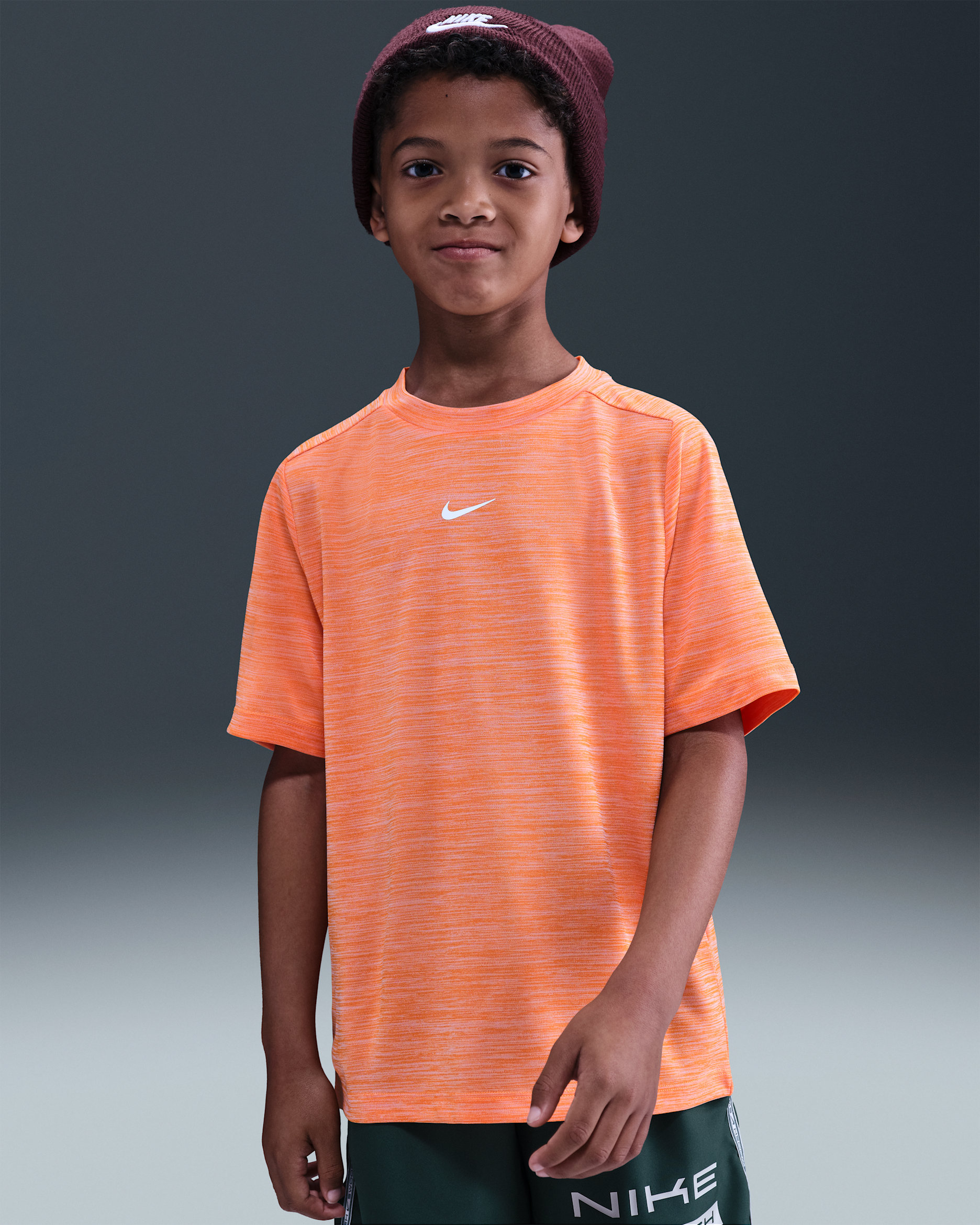 Nike Multi Older Kids' Dri-FIT Short-Sleeve Top - Bright Ceramic/Pure/White