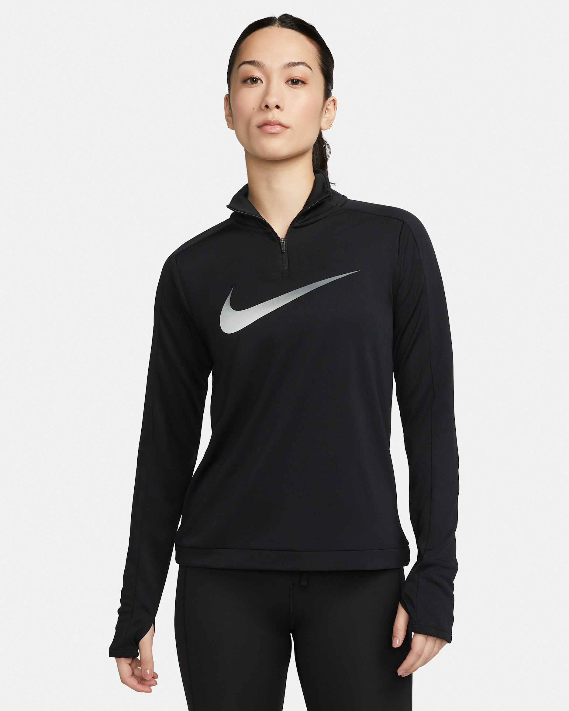 Nike Dri-FIT Swoosh Women's 1/4-Zip Long-Sleeve Running Mid Layer - Black