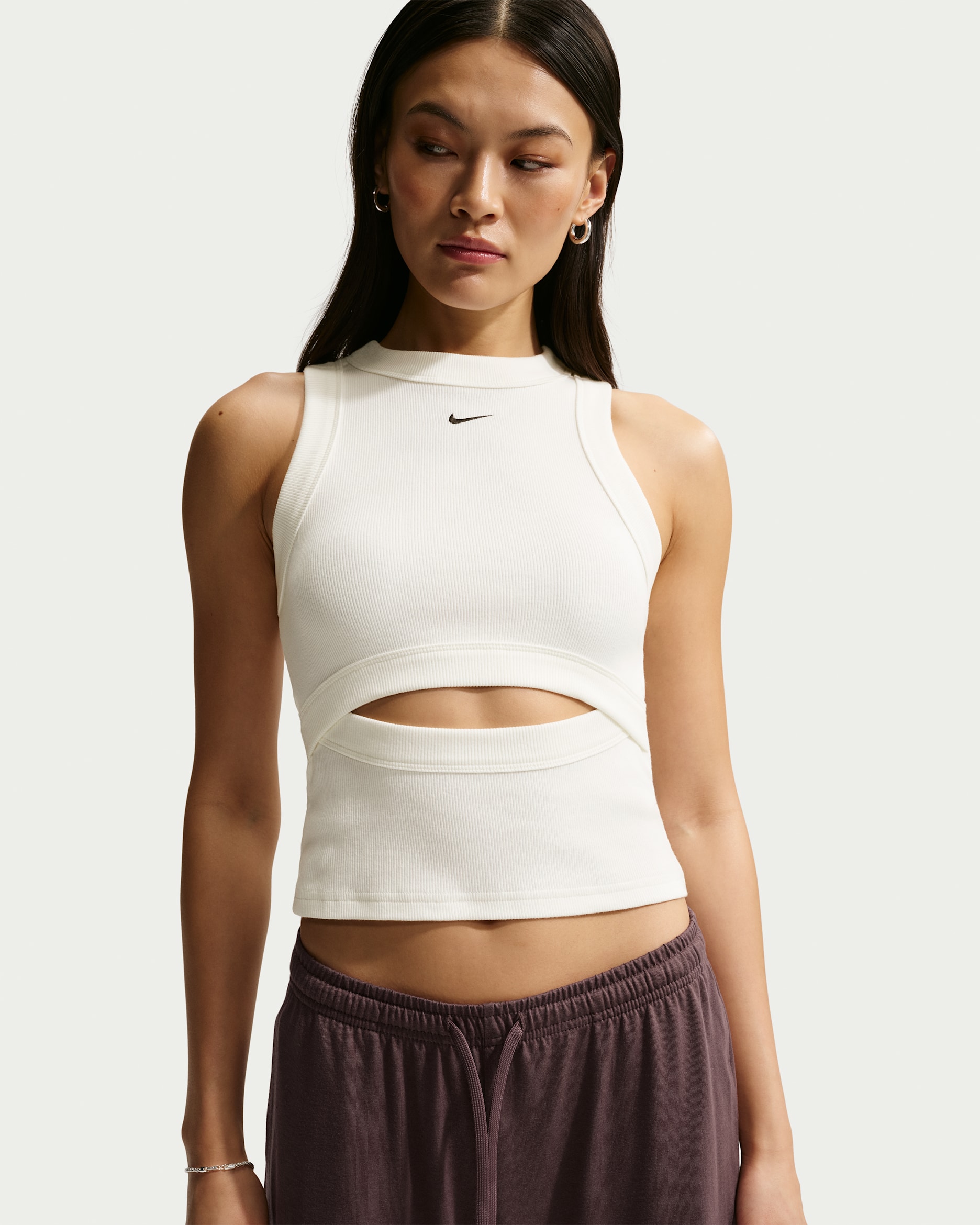 Nike Sportswear Chill Knit Women's Tight Ribbed Tank Top - Sail/Black