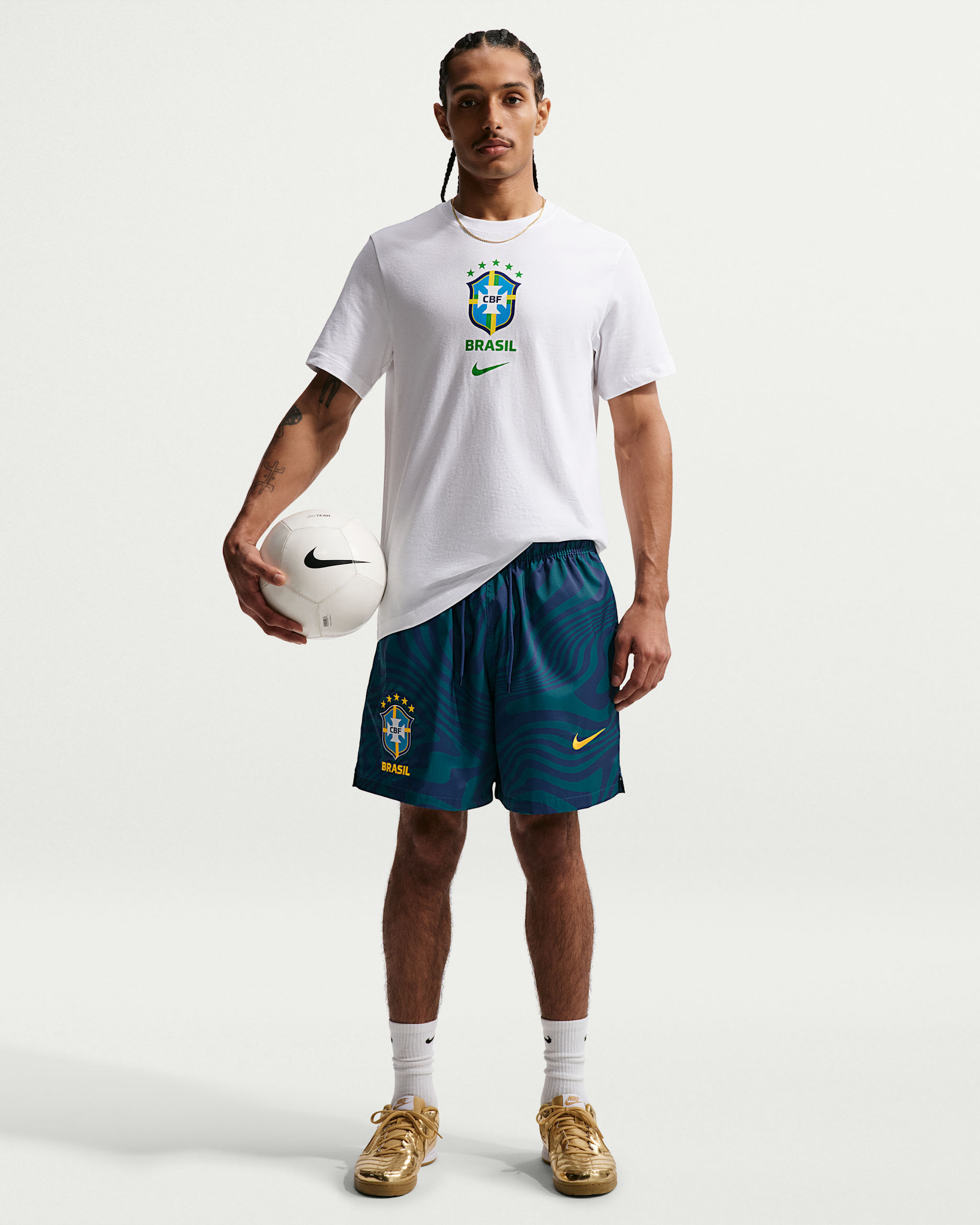 Shorts de fútbol Nike Flow para hombre Brazil Club - Azul verdoso geoda/Azul de la costa/Oro medio oeste