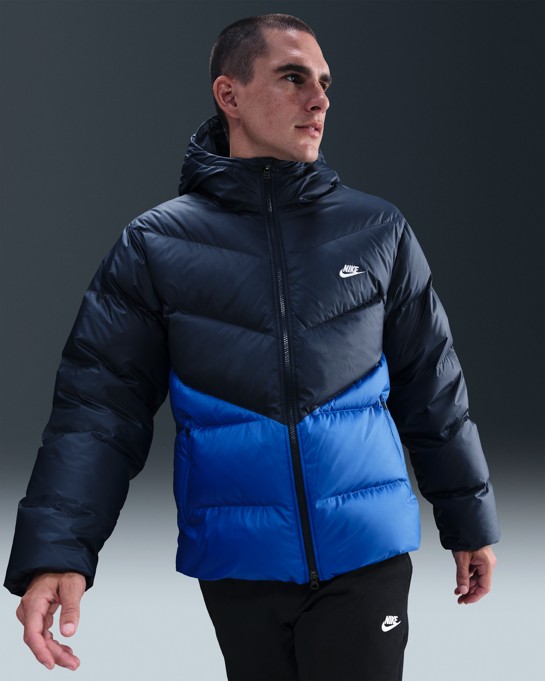Nike Windrunner Men's Down Jacket - Obsidian/Game Royal/White