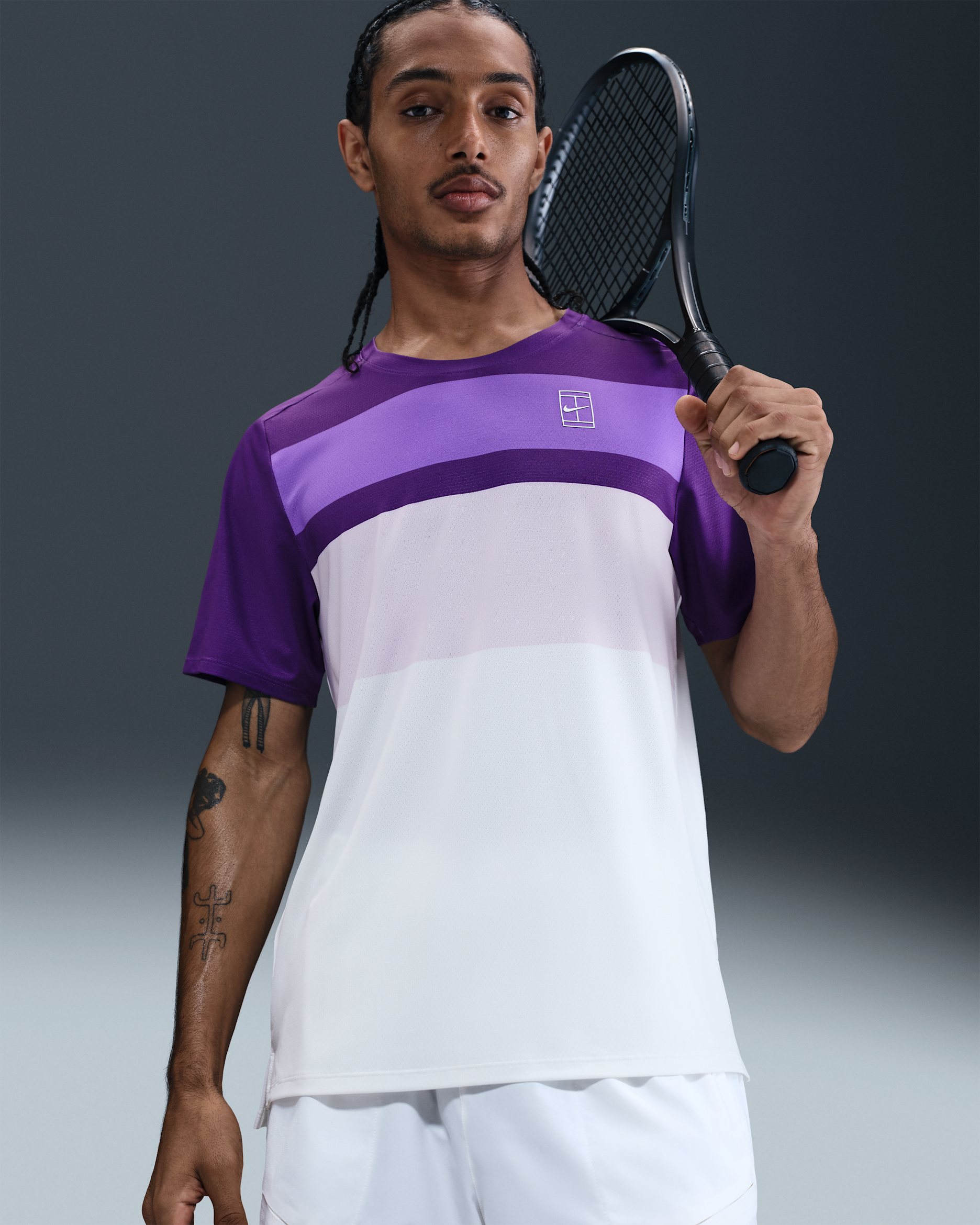 NikeCourt Advantage Men's Tennis Top - Wild Grape/White
