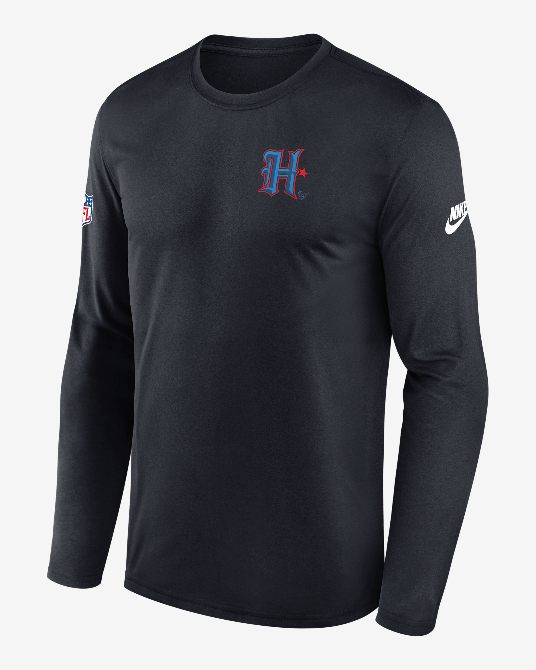 Houston Texans Alt Legend Small Logo Men's Nike Dri-FIT NFL Long-Sleeve T-Shirt - Navy