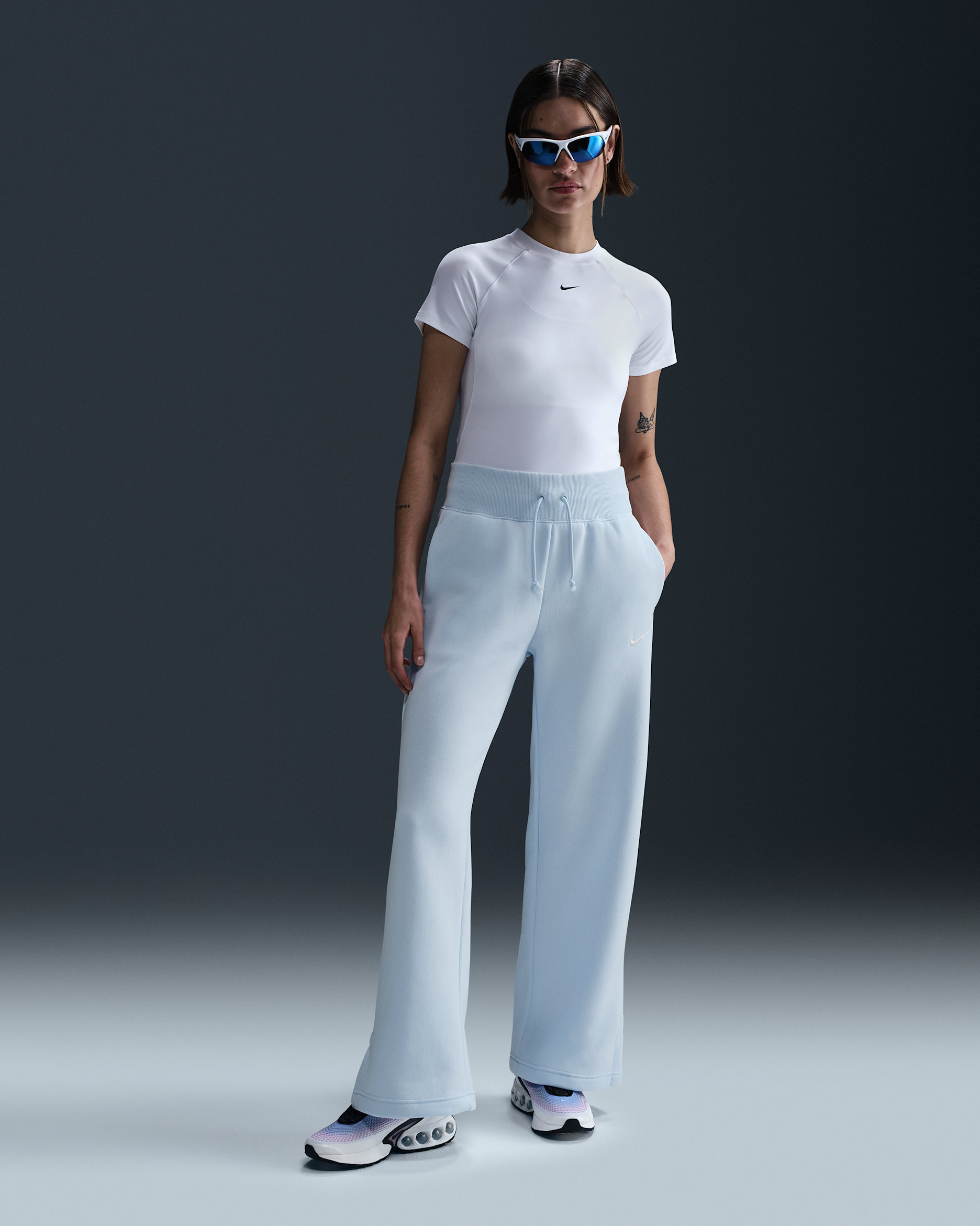 Nike Sportswear Phoenix Fleece Women's High-Waisted Wide-Leg Sweatpants - Blue Tint/Sail