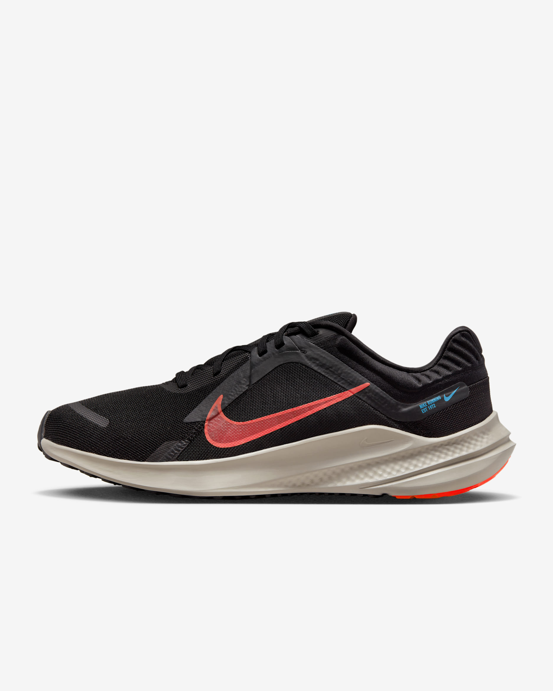 Nike Quest 5 Men's Road Running Shoes - Black/Cobblestone/Laser Blue/Bright Crimson