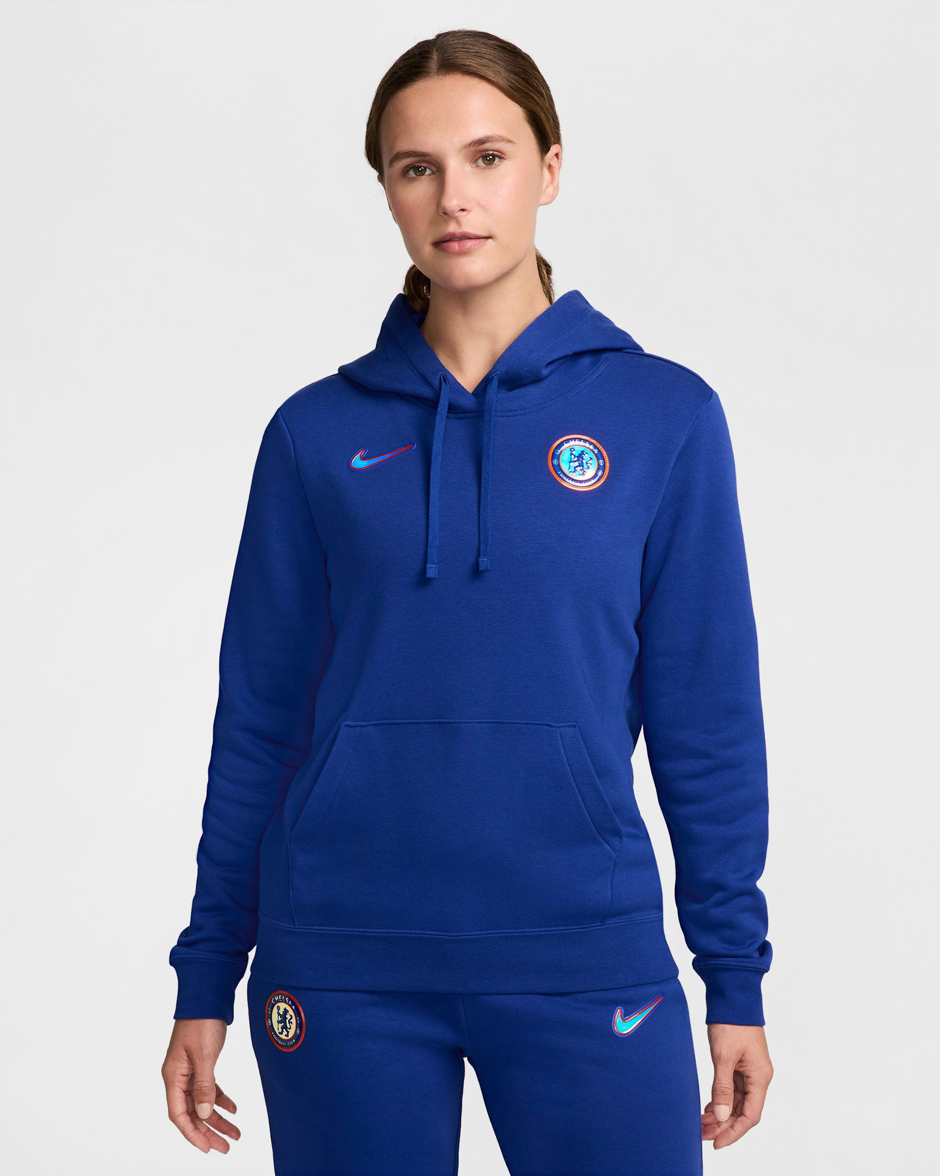 Sudadera con gorro sin cierre de fútbol Nike para mujer Chelsea FC Club Fleece - Azul enérgico/Blanco