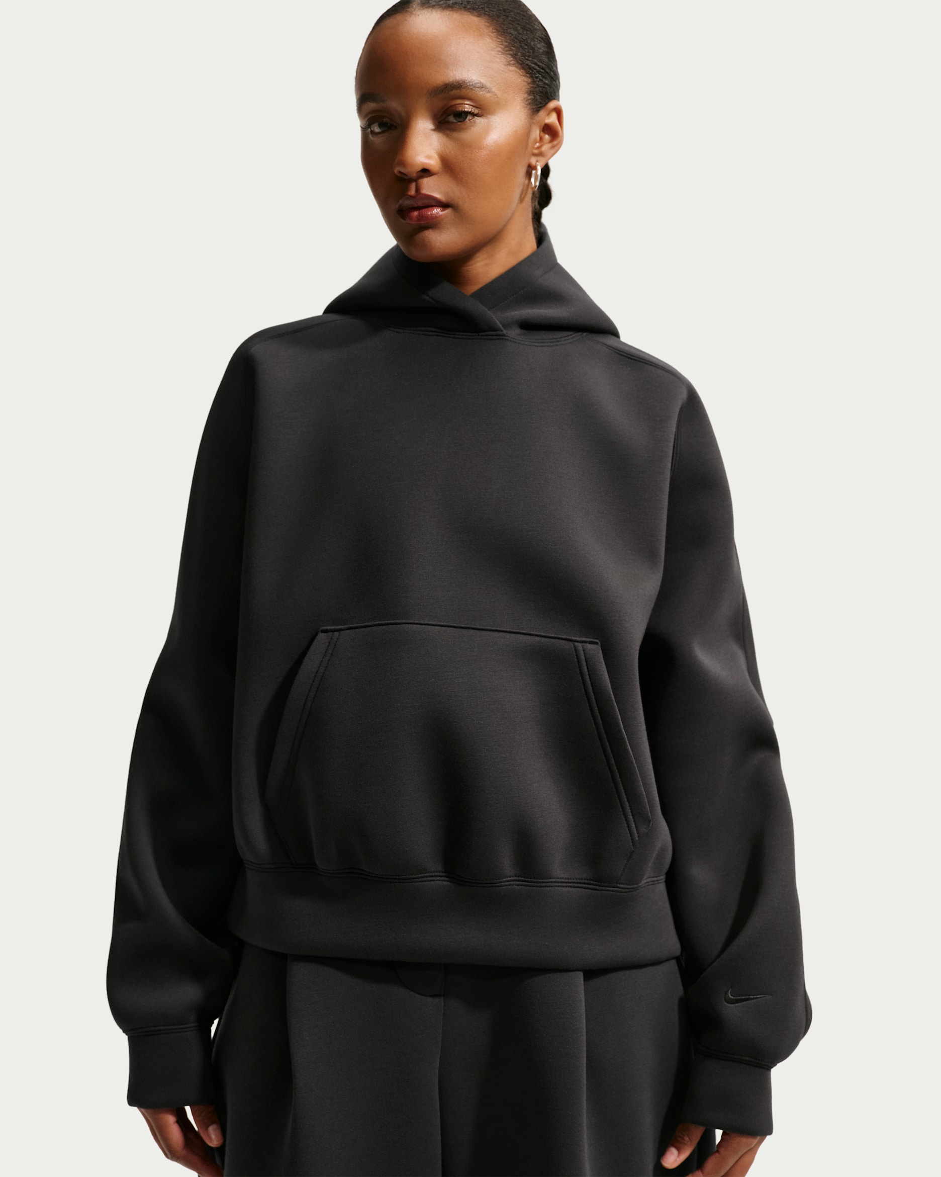 Nike Sportswear ekstra stor fleecehettegenser til dame - Svart/Svart/Svart