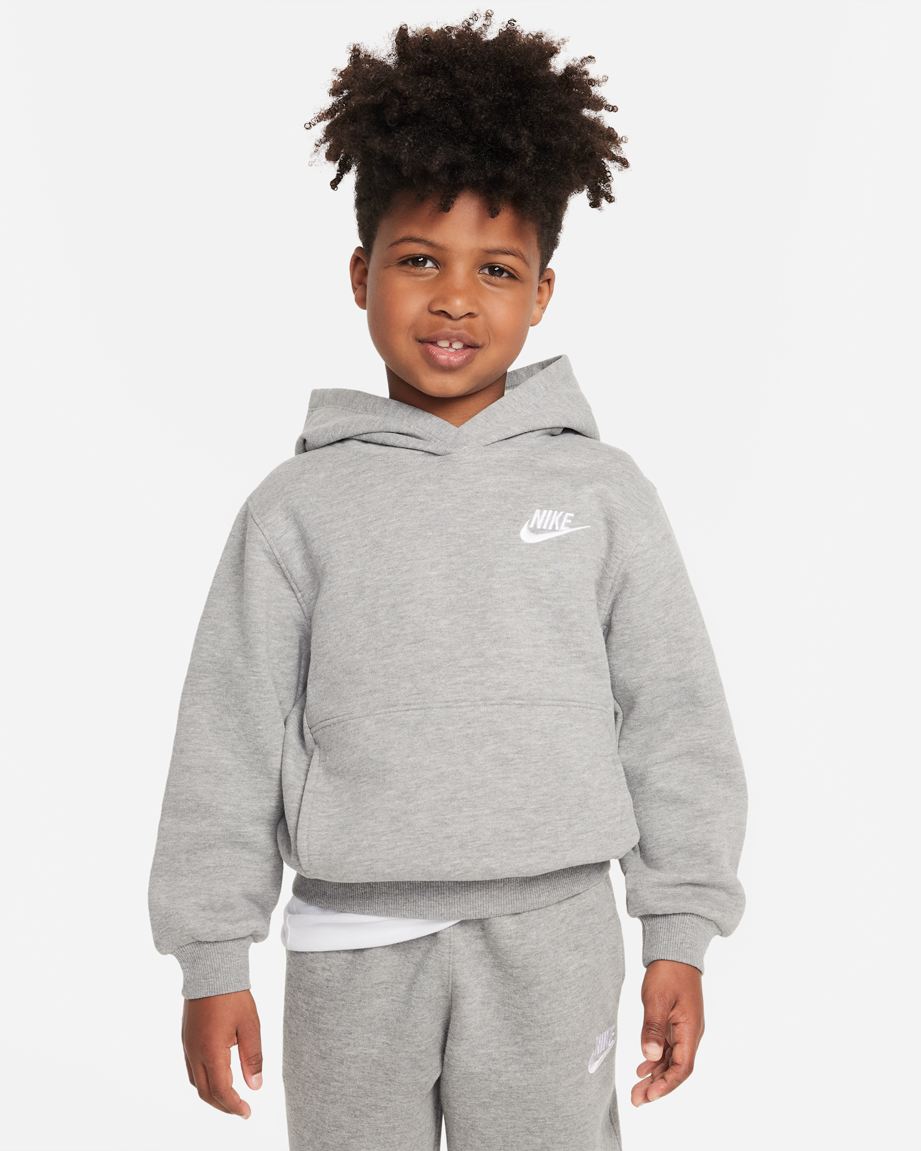 Μπλούζα με κουκούλα Nike Sportswear Club Fleece Pullover για μικρά παιδιά - Dark Grey Heather