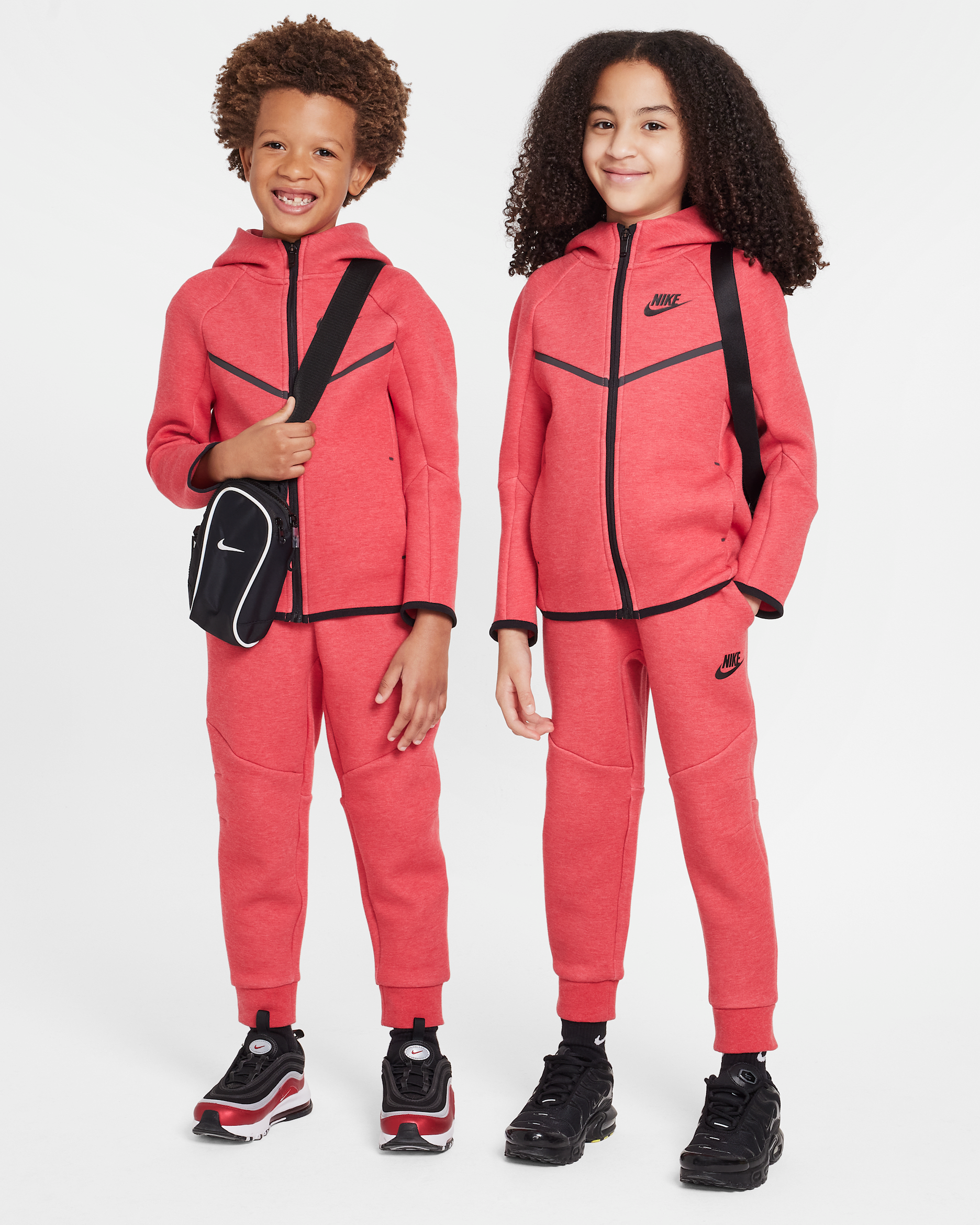 Nike Sportswear Little Kids' Tech Fleece 2-Piece Full-Zip Set - Light University Red Heather