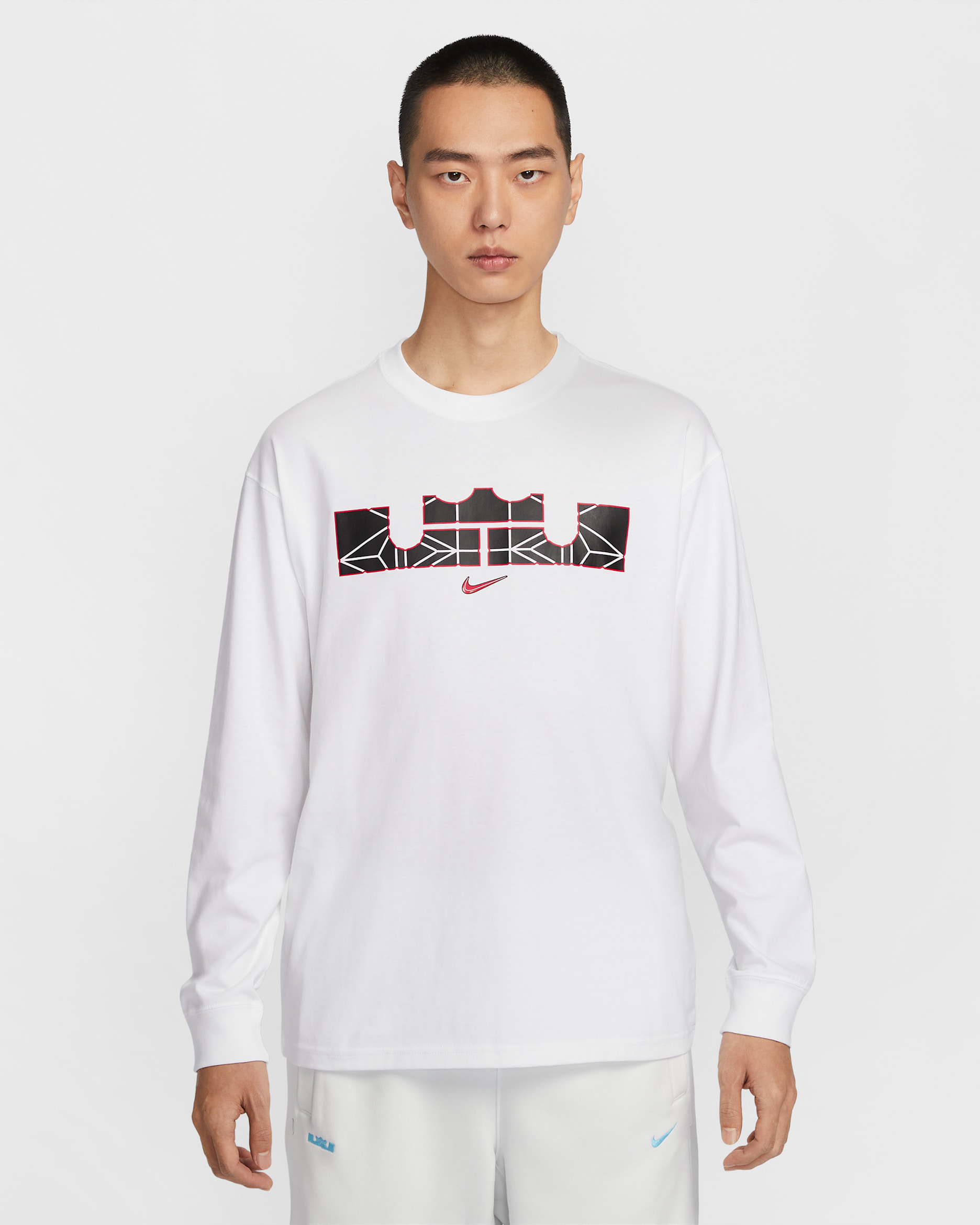 เสื้อยืดบาสเก็ตบอลแขนยาวผู้ชาย Max90 LeBron - ขาว