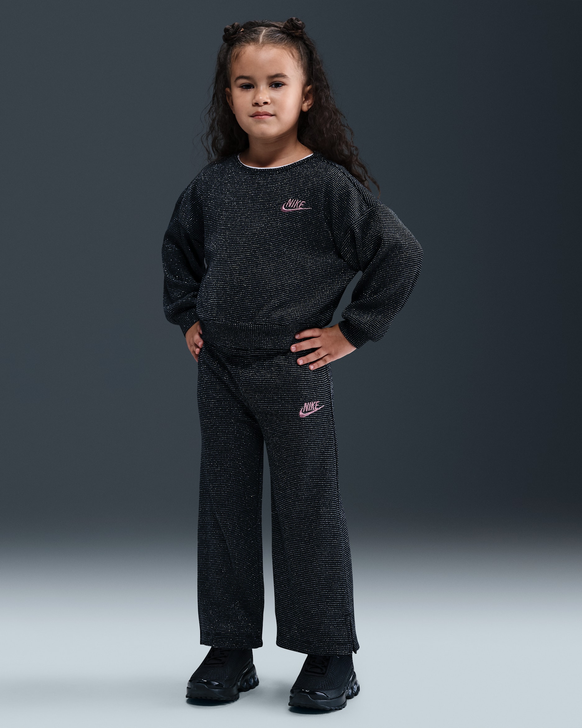 Nike Toddler 2-Piece Lurex Waffle Set - Black