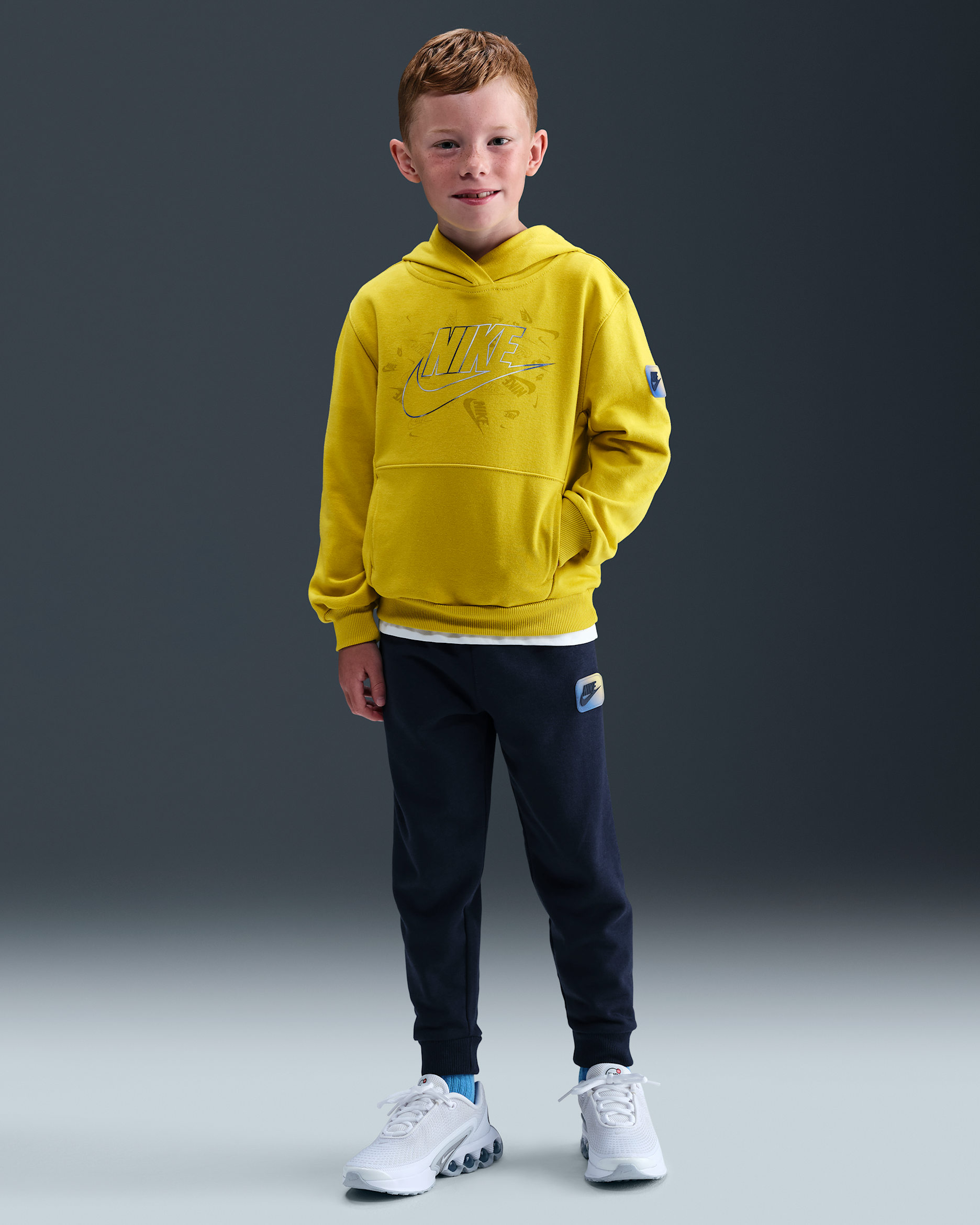 Nike Sportswear Reveal zweiteiliges French-Terry-Set mit Hose (jüngere Kinder) - Midnight Navy