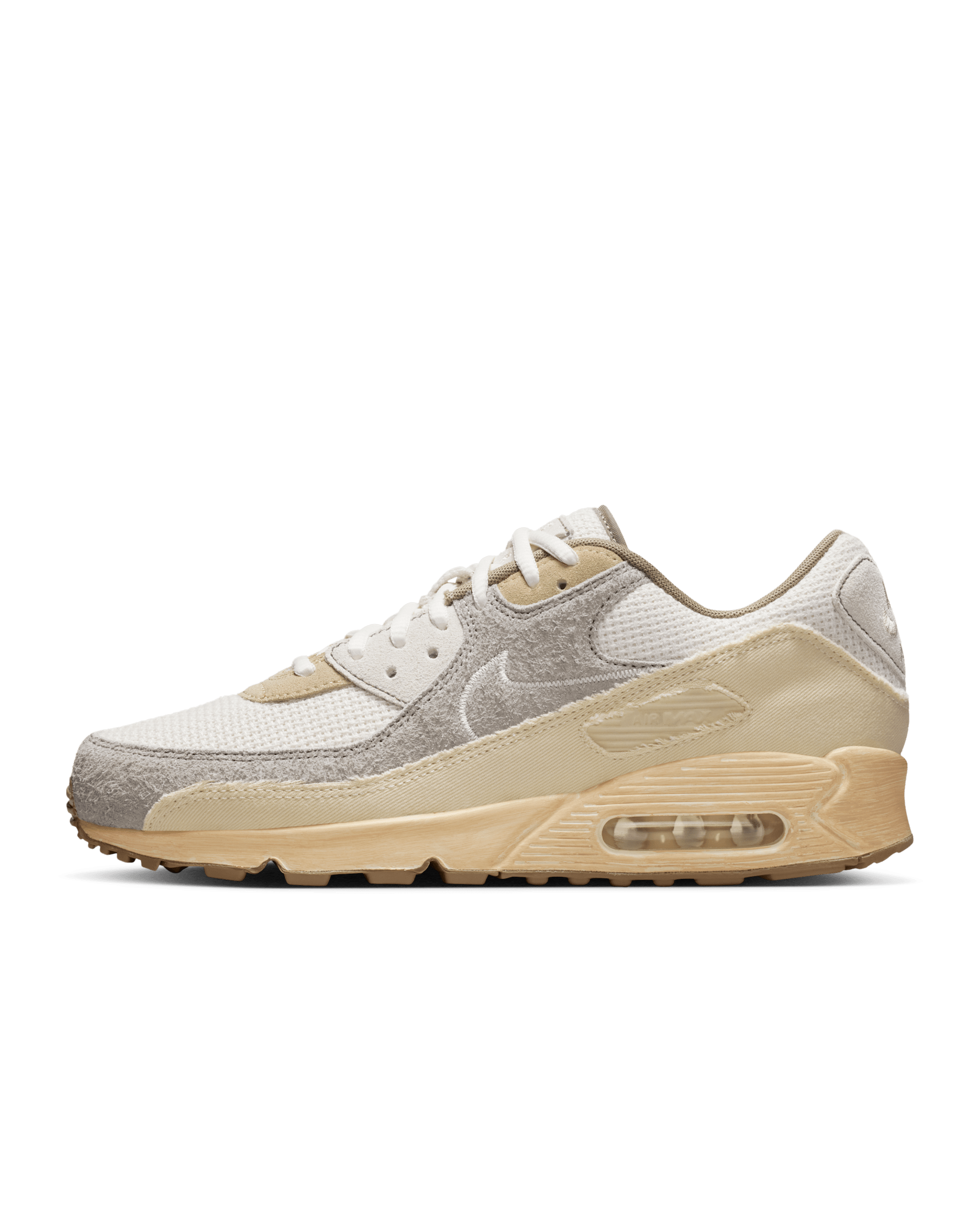 Tenis para hombre Nike Air Max 90 Premium  - Muselina/Marfil pálido/Gris universitario/Vela