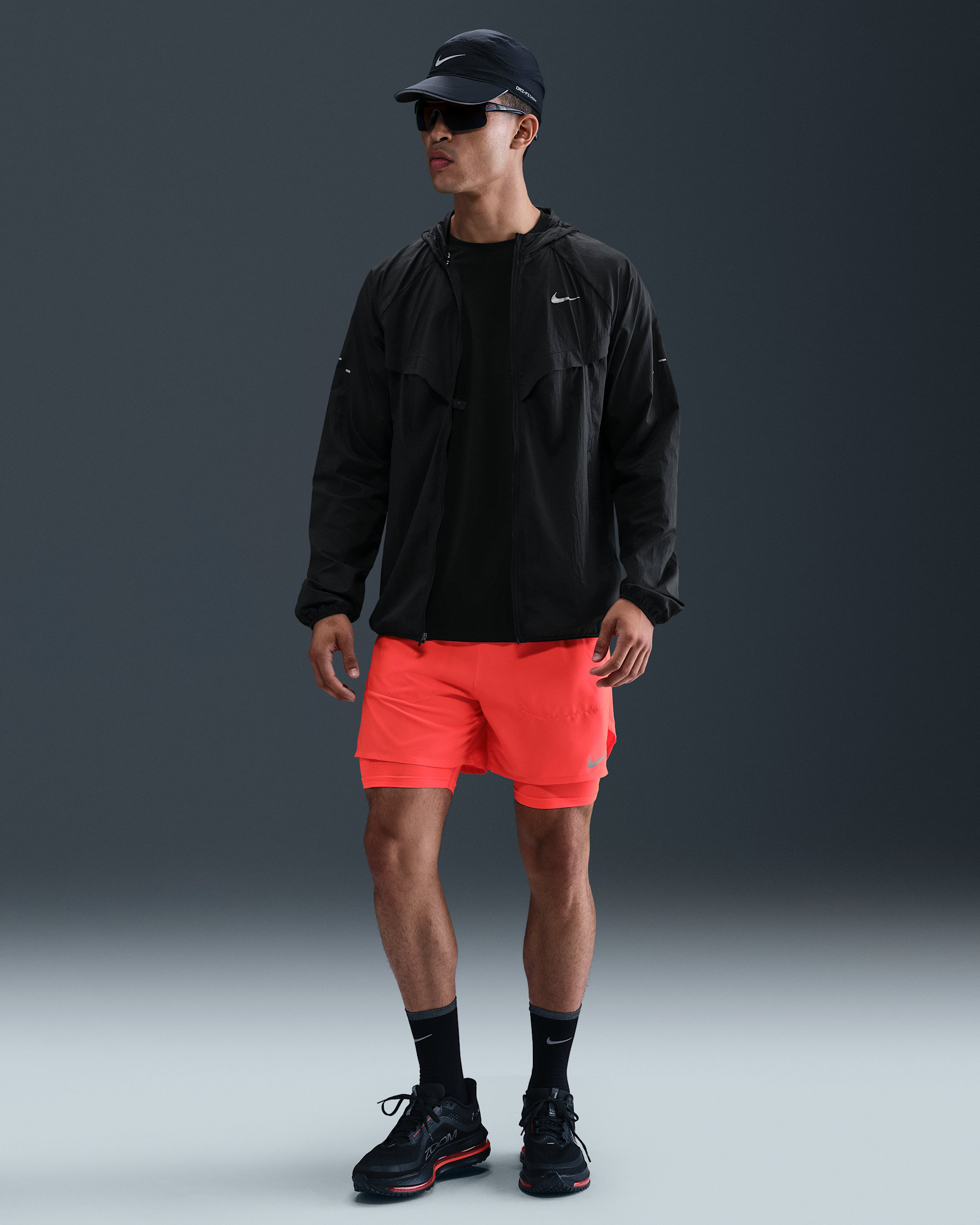 Nike Stride Men's Dri-FIT 13cm (approx.)Hybrid Running Shorts - Bright Crimson/Bright Crimson/Black