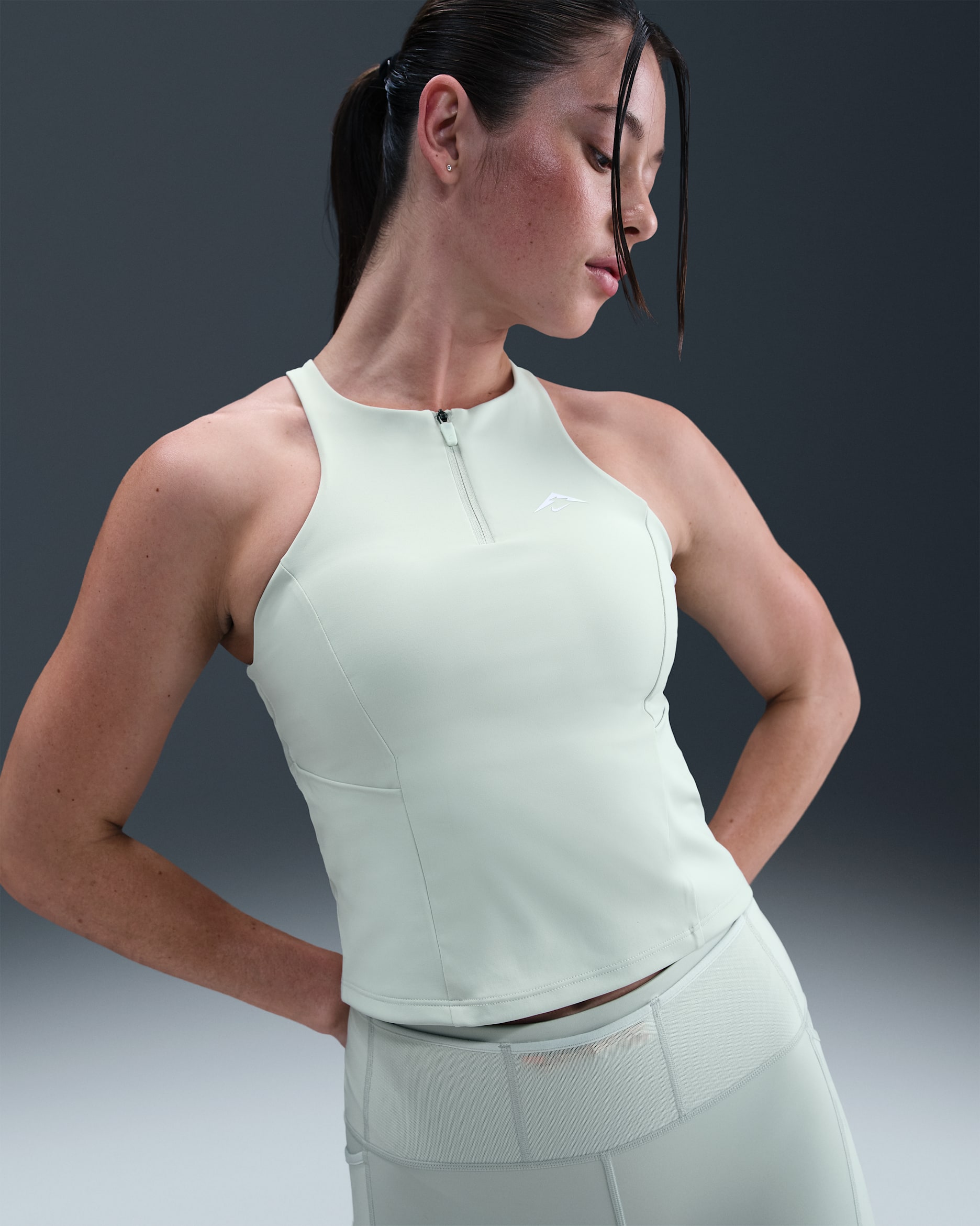 Nike Trail Women's Medium-Support Padded Sports Bra Tank Top - Light Silver