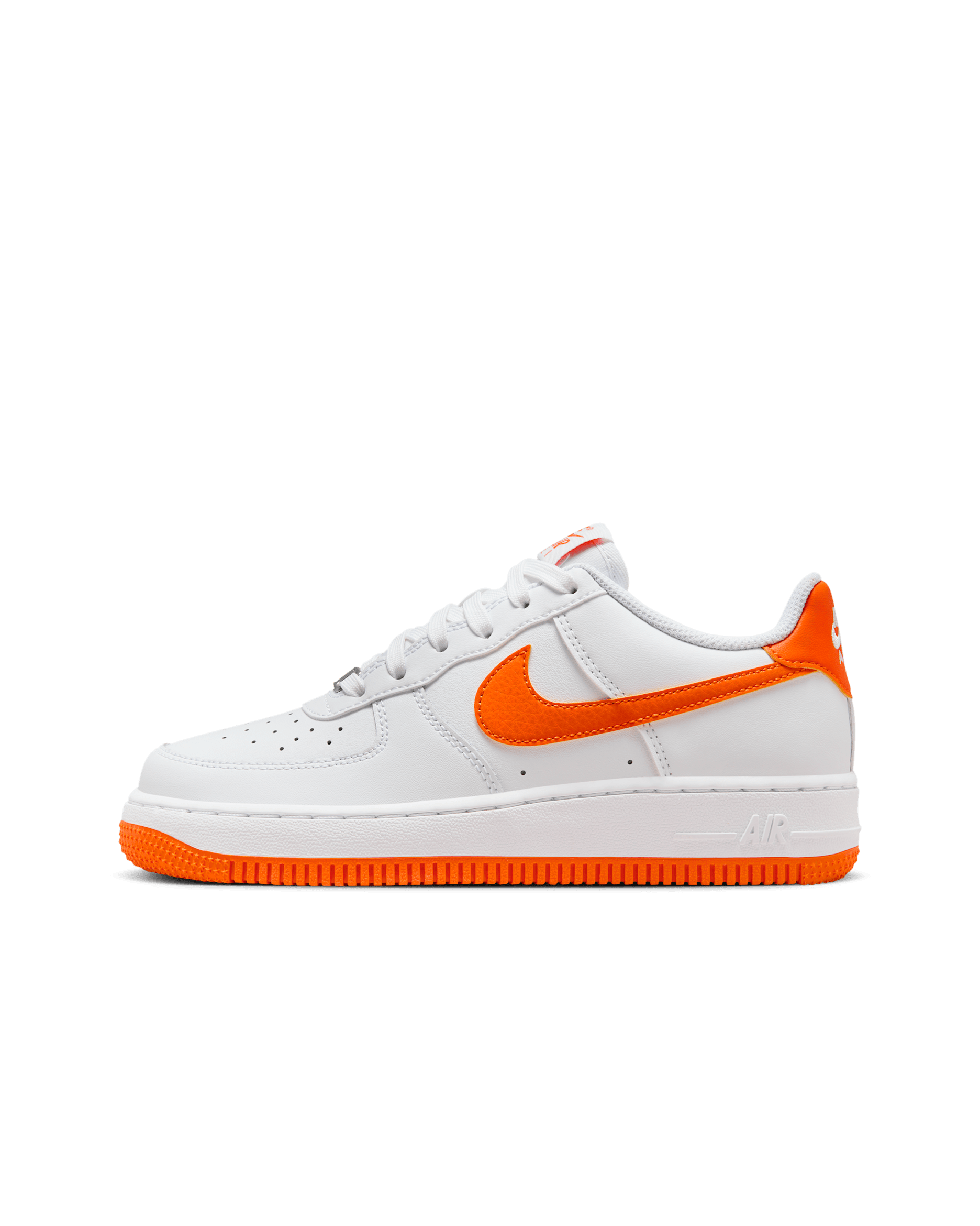 Nike Air Force 1 大童鞋款 - 白色/白色/Safety Orange