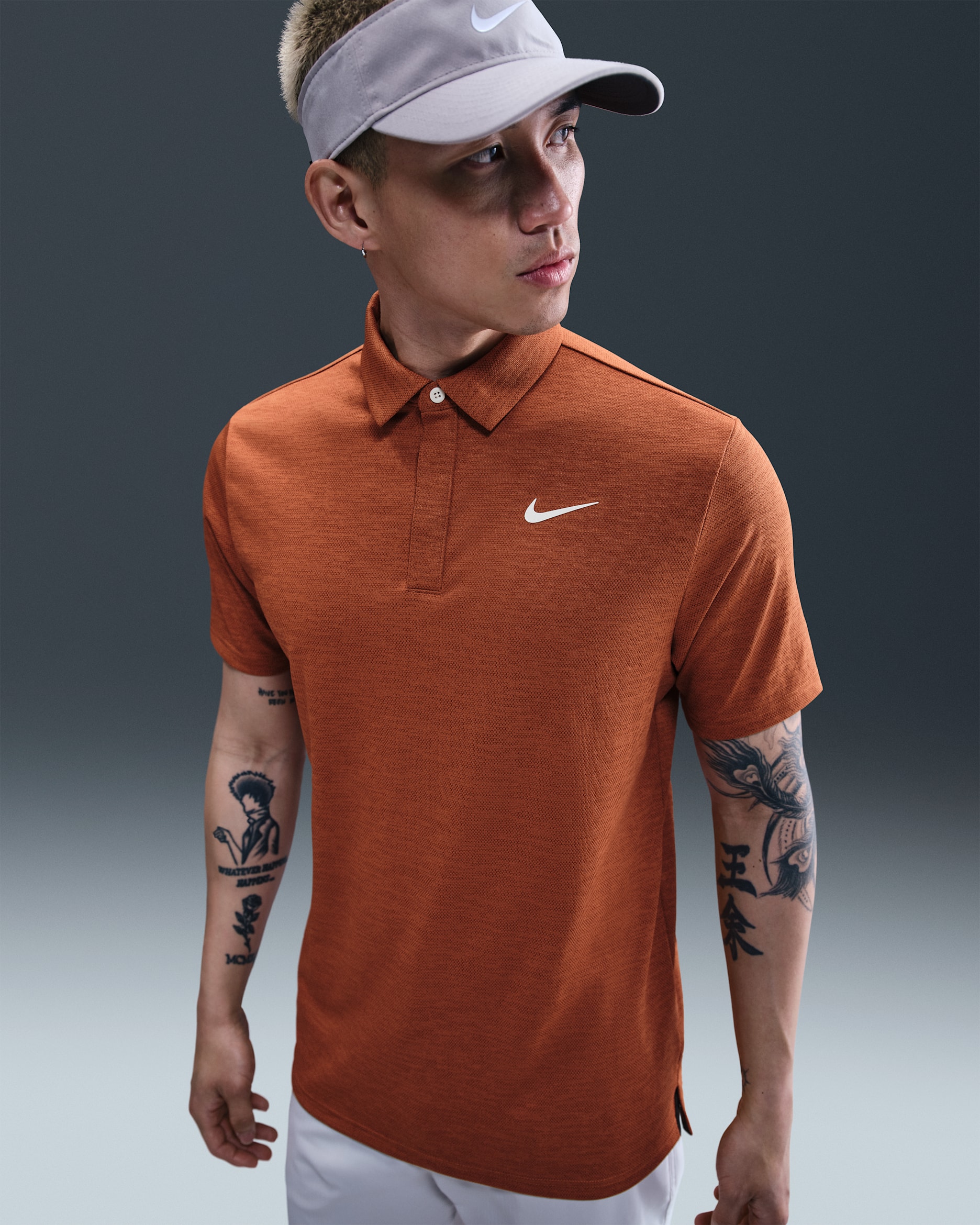 เสื้อโปโลกอล์ฟผ้าแจ็คการ์ดผู้ชาย Dri-FIT Nike Tour - Desert Orange/Mars Stone/Pale Ivory