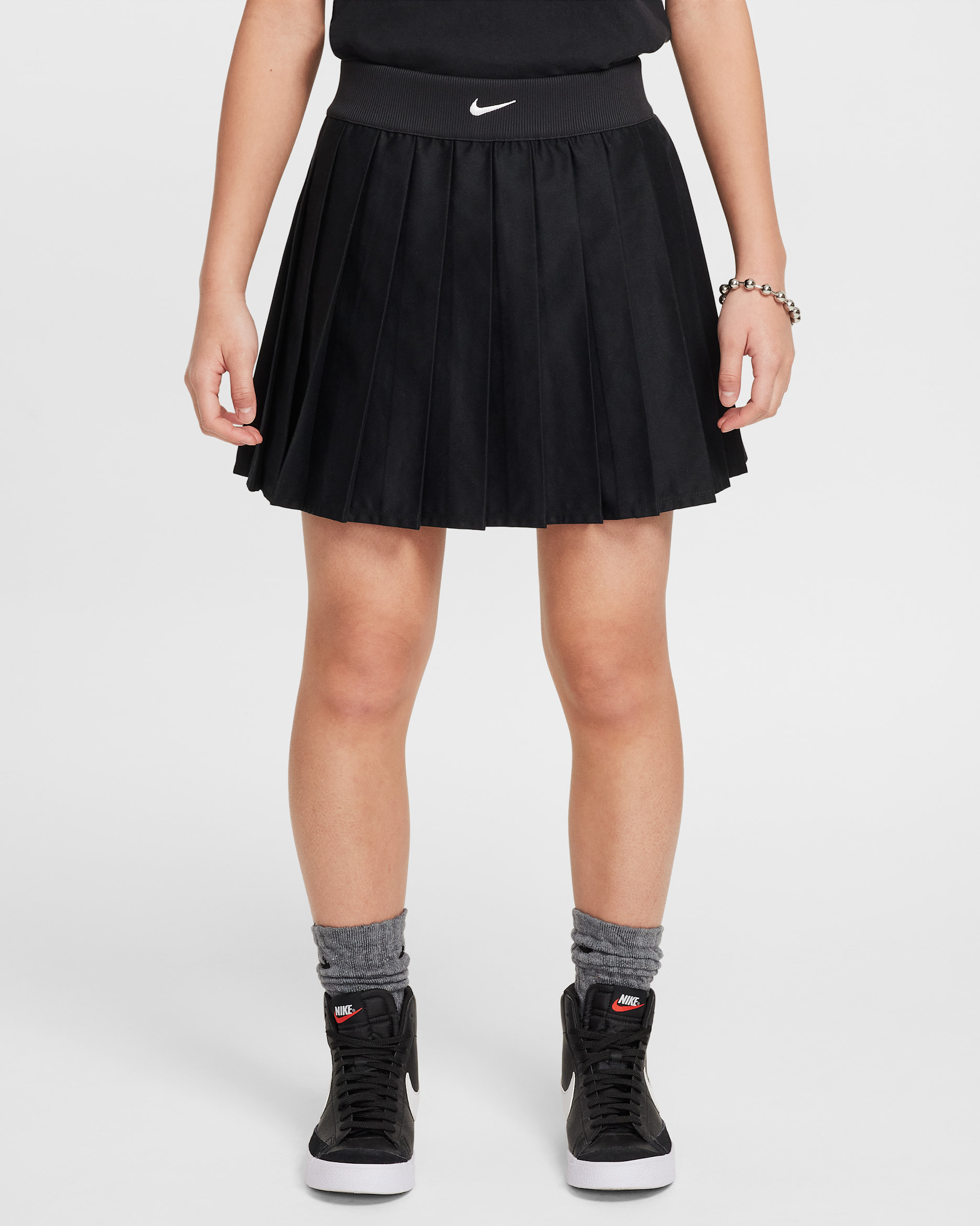 Nike Sportswear Girls' Pleated Skirt - Black/White
