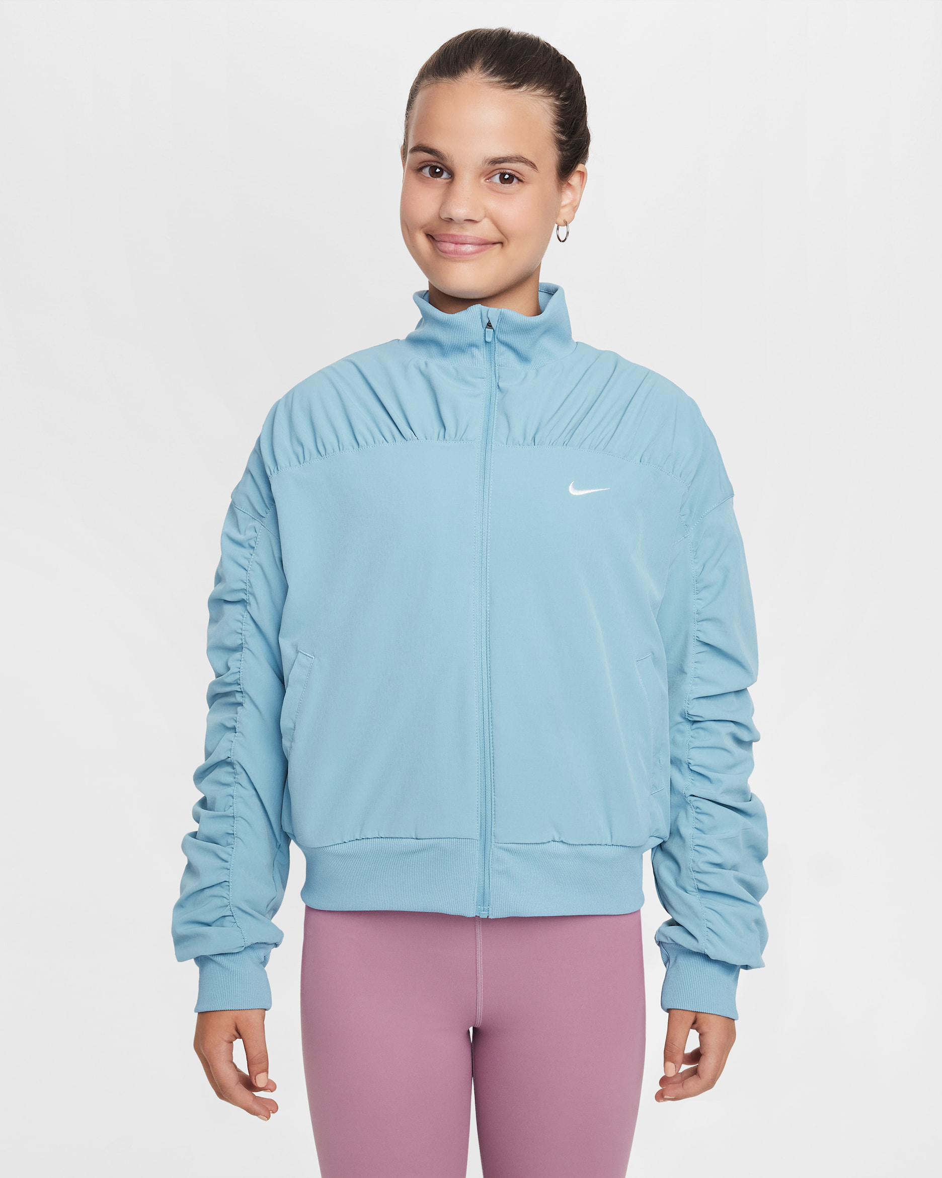 ナイキ ガールズ Dri-FIT トレーニングジャケット - デニムターコイズ/ホワイト