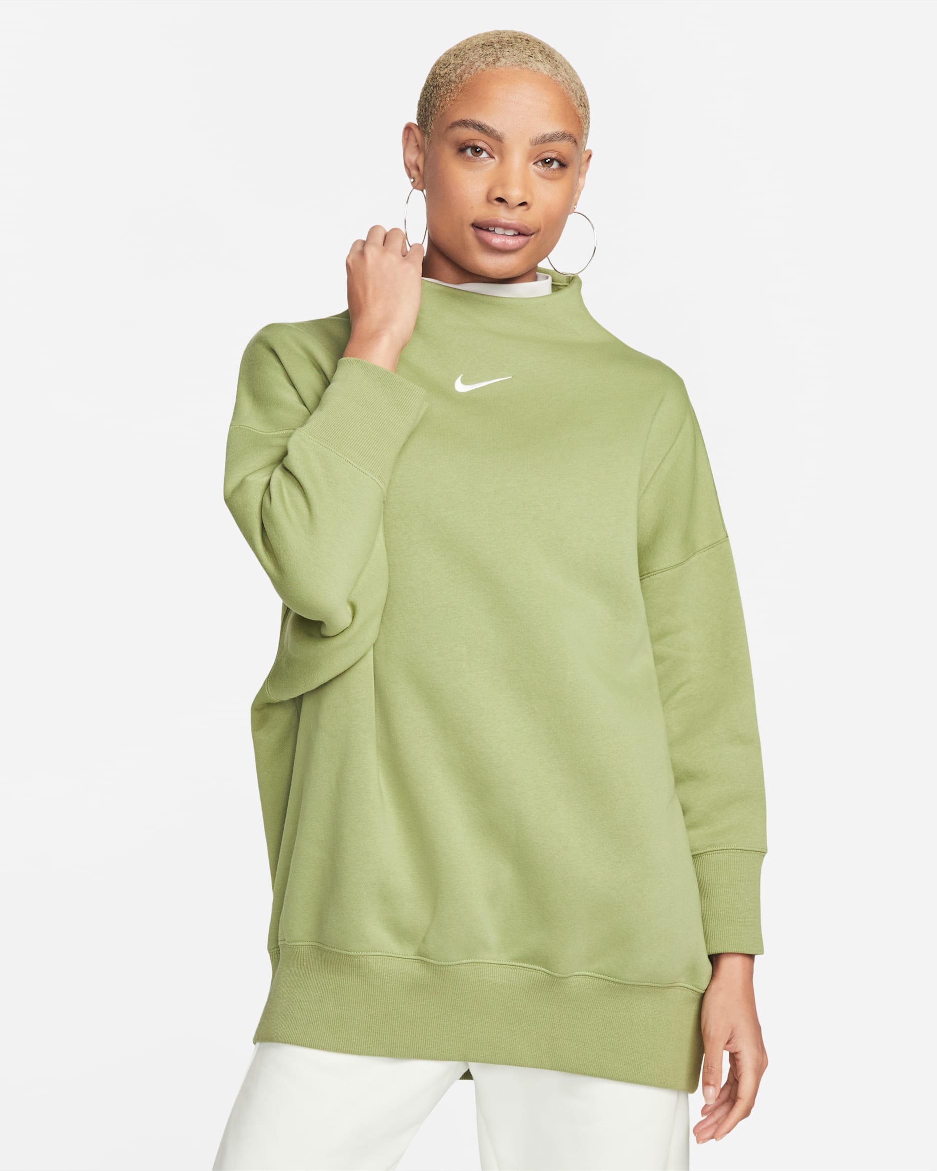 Nike Sportswear Phoenix Fleece Women's Over-Oversized Mock-Neck 3/4-Sleeve Sweatshirt - Alligator/Sail