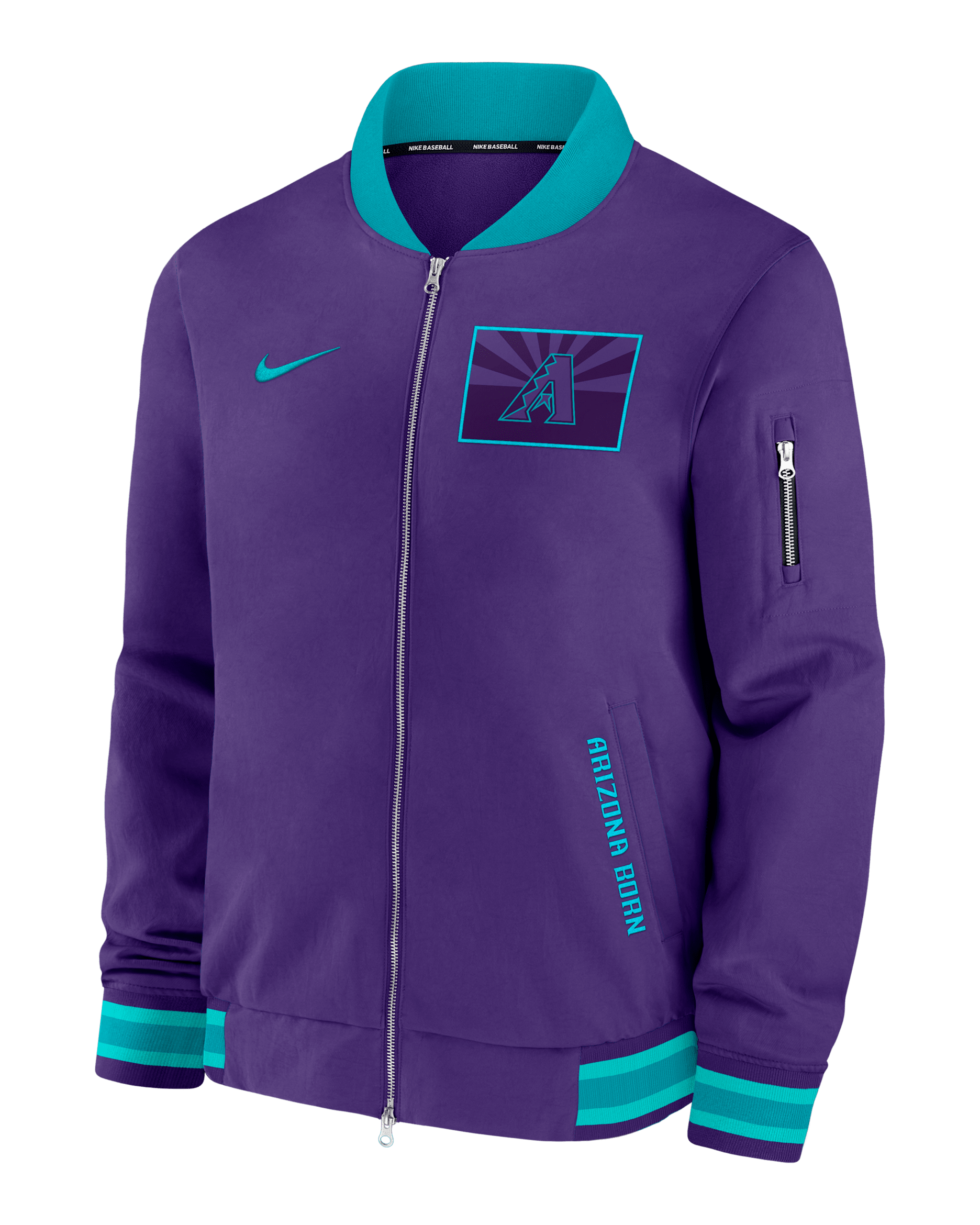 Arizona Diamondbacks Authentic Collection City Connect Men's Nike MLB Full-Zip Bomber Jacket - Purple