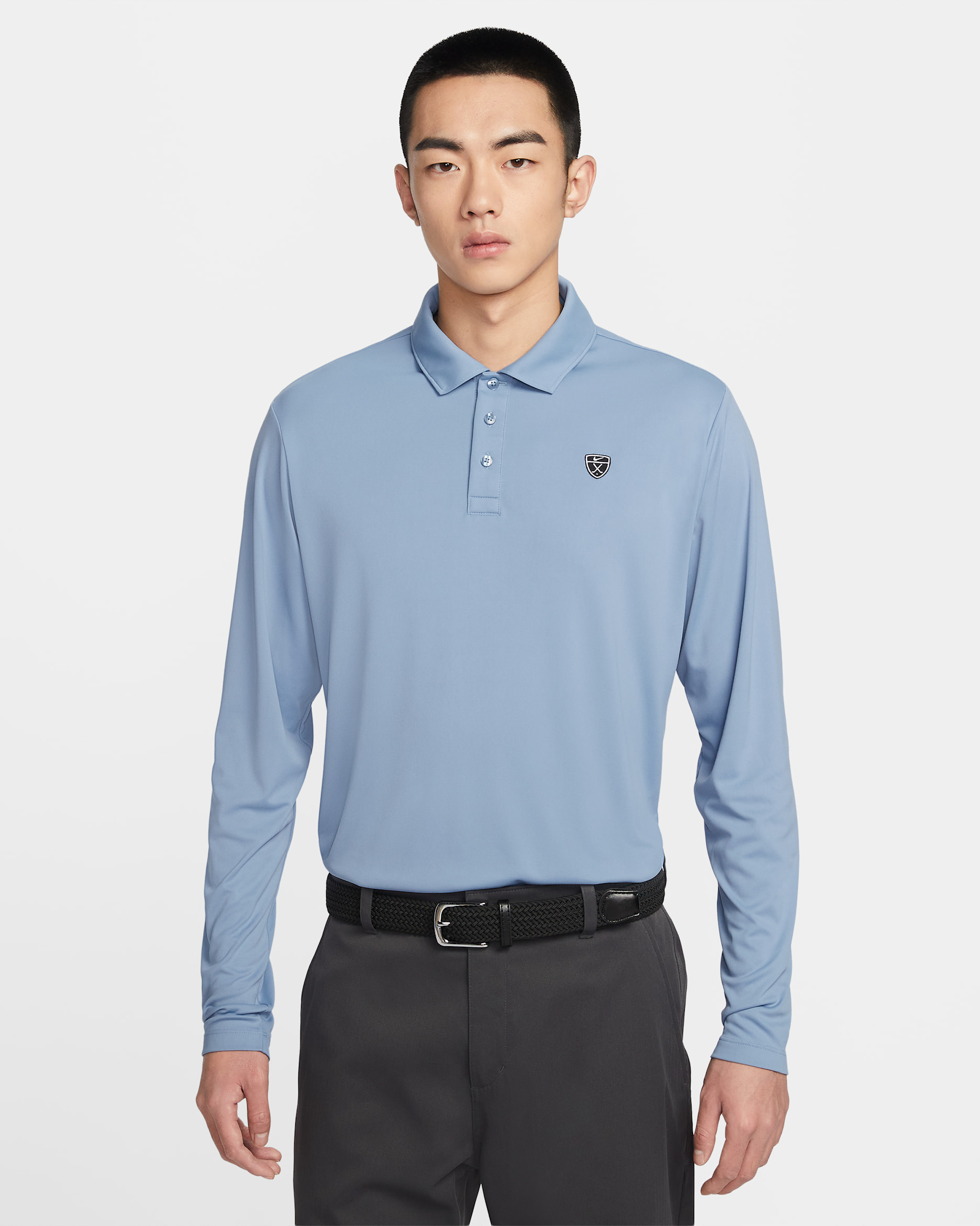 나이키 파 남성 드라이 핏 긴팔 골프 폴로 - 워크 블루/화이트/블랙